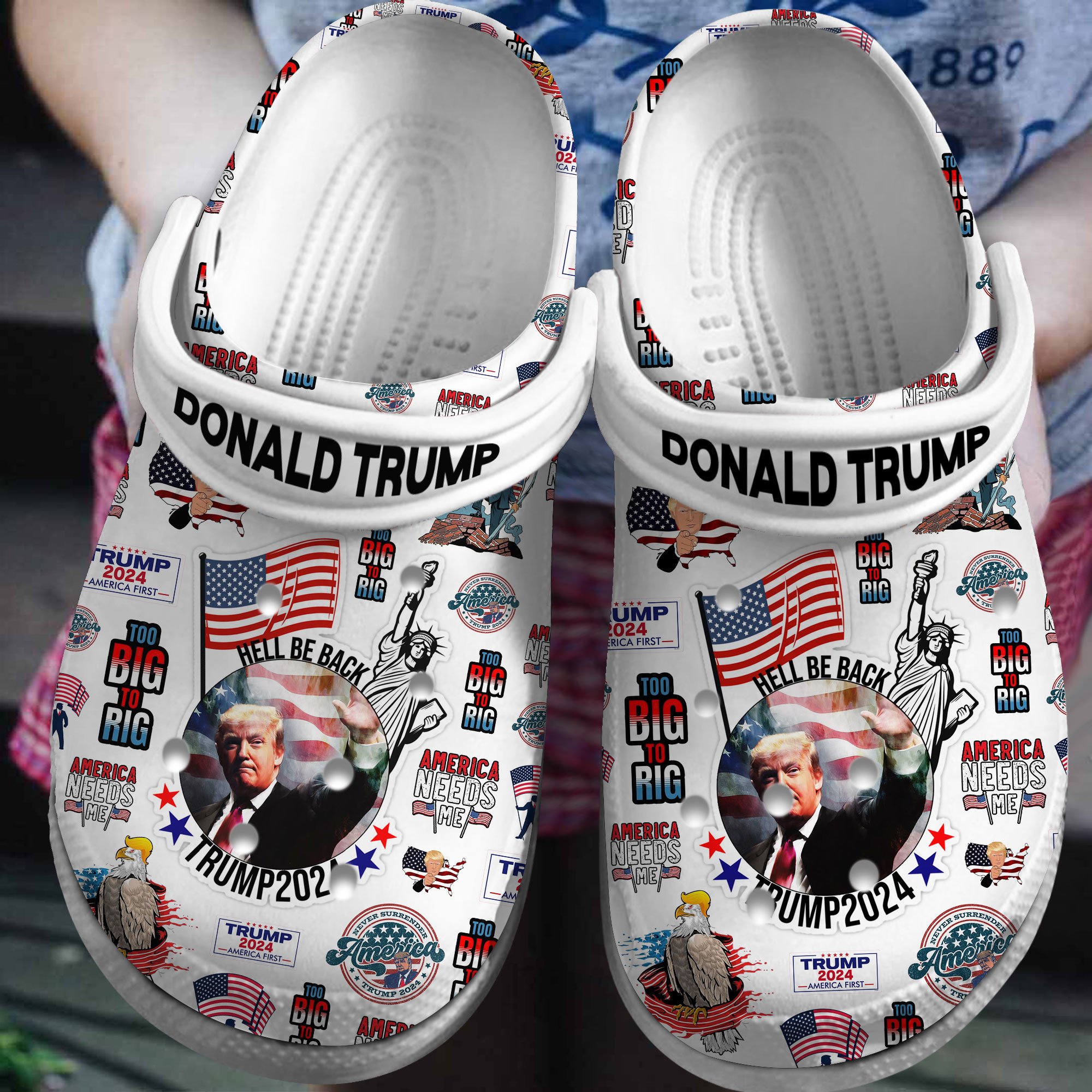 Footwearmerch Donald Trump America First Crocs Crocband Clogs Shoes Comfortable For Men Women and Kids