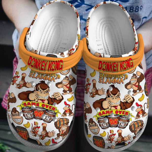Footwearmerch Donkey Kong Game Crocs Crocband Clogs Shoes Comfortable For Men Women and Kids