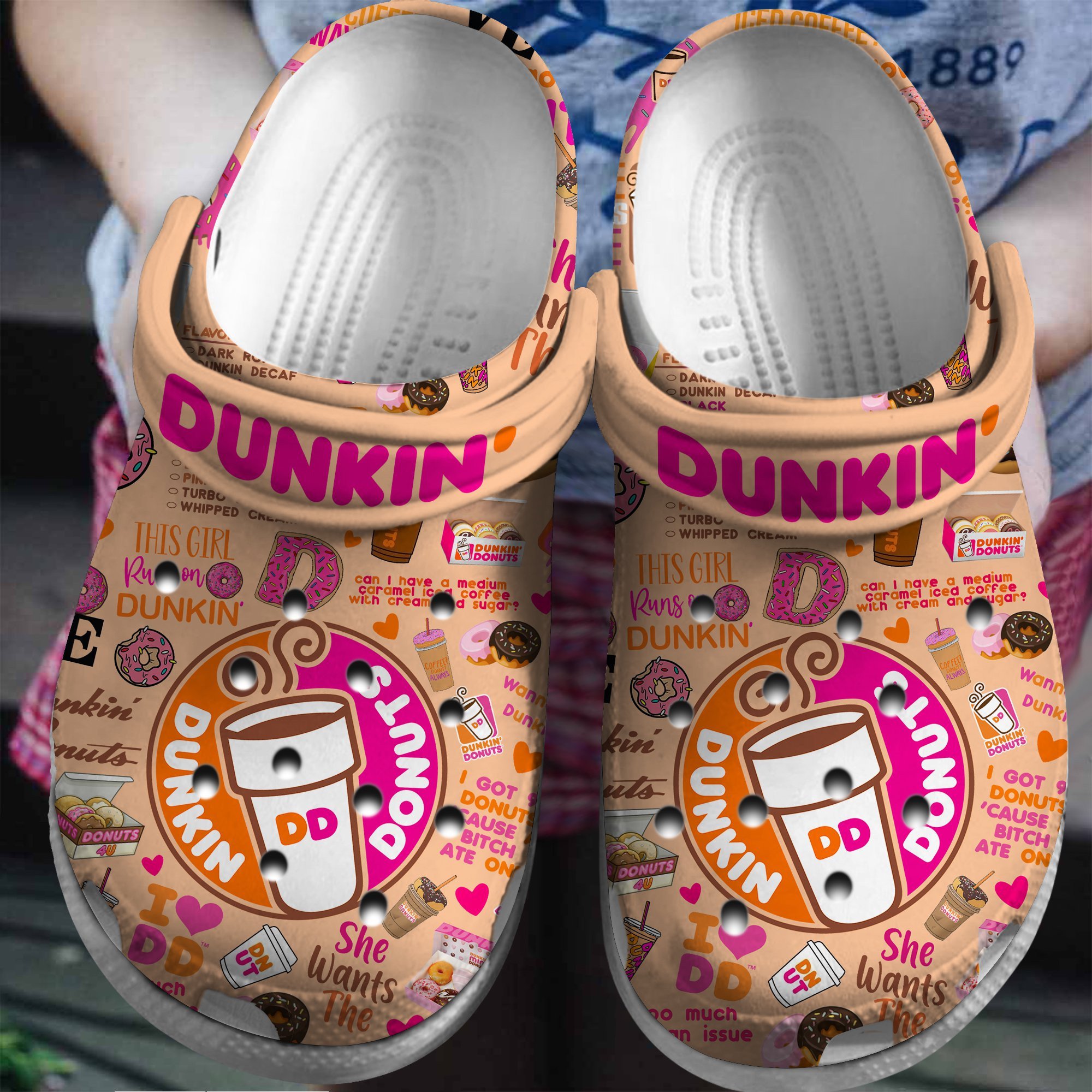 Footwearmerch Dunkin Donuts Drink Crocs Crocband Clogs Shoes Comfortable For Men Women and Kids