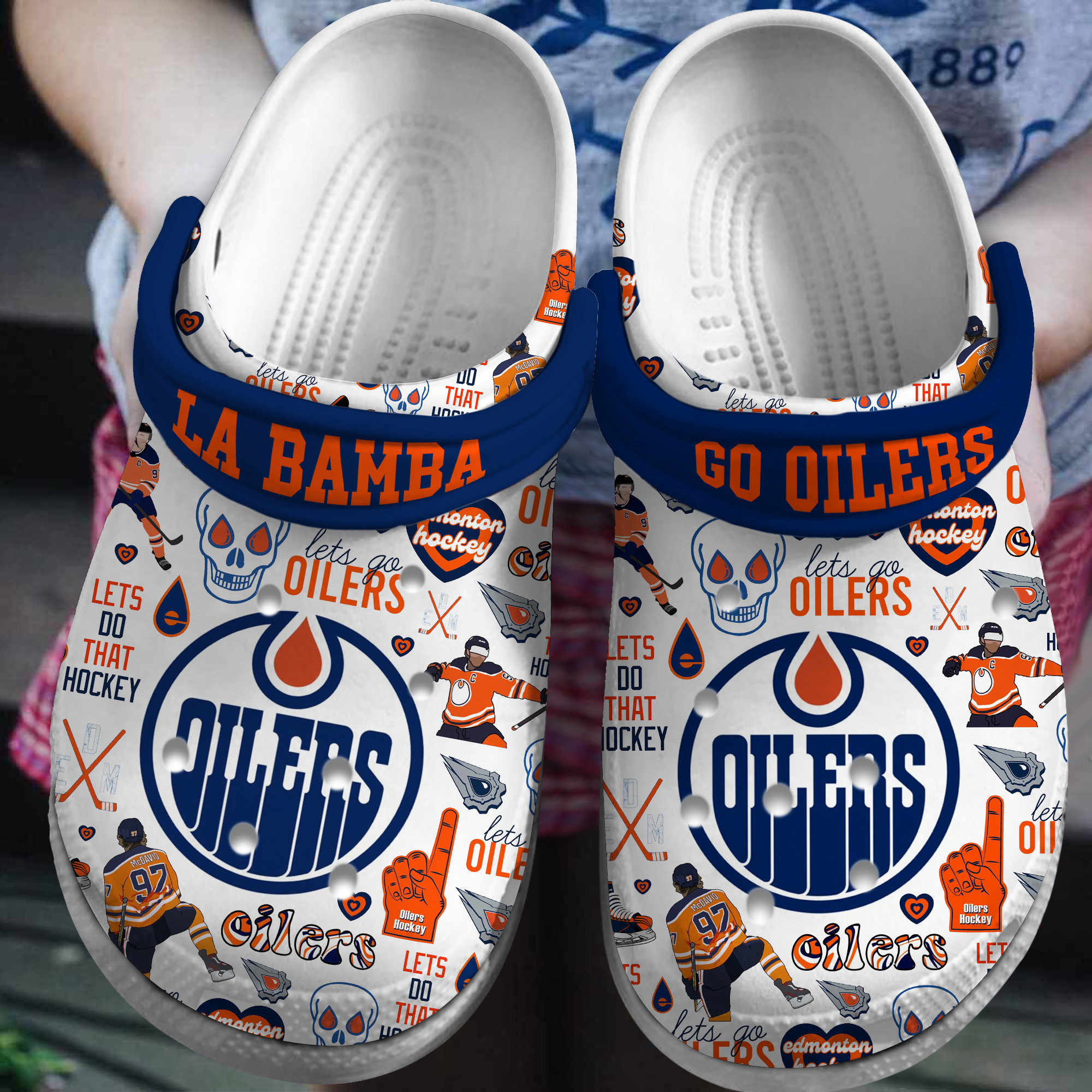 Footwearmerch Edmonton Oilers NHL Sport Crocs Crocband Clogs Shoes Comfortable For Men Women and Kids