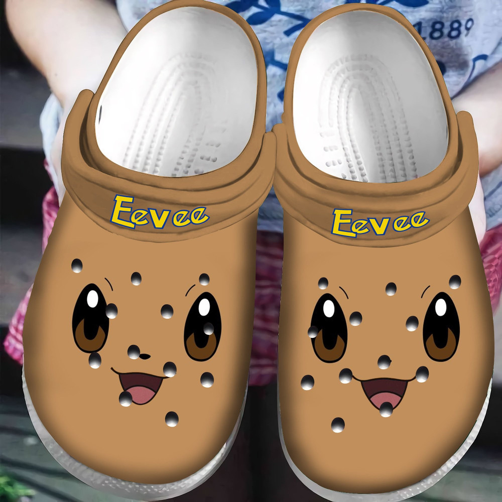 Footwearmerch Eevee Pokemon So Cute Brown Clogs Shoes