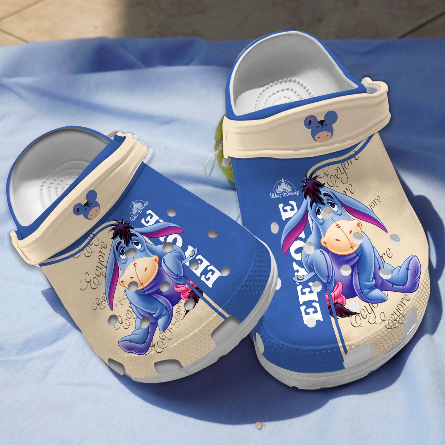 Footwearmerch Eeyore Winnie The Pooh Cartoon Crocs Crocband Clogs Shoes Comfortable For Men Women and Kids