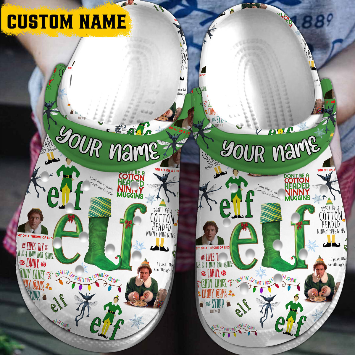 Footwearmerch Elf Movie Crocs Crocband Clogs Shoes Comfortable For Men Women and Kids