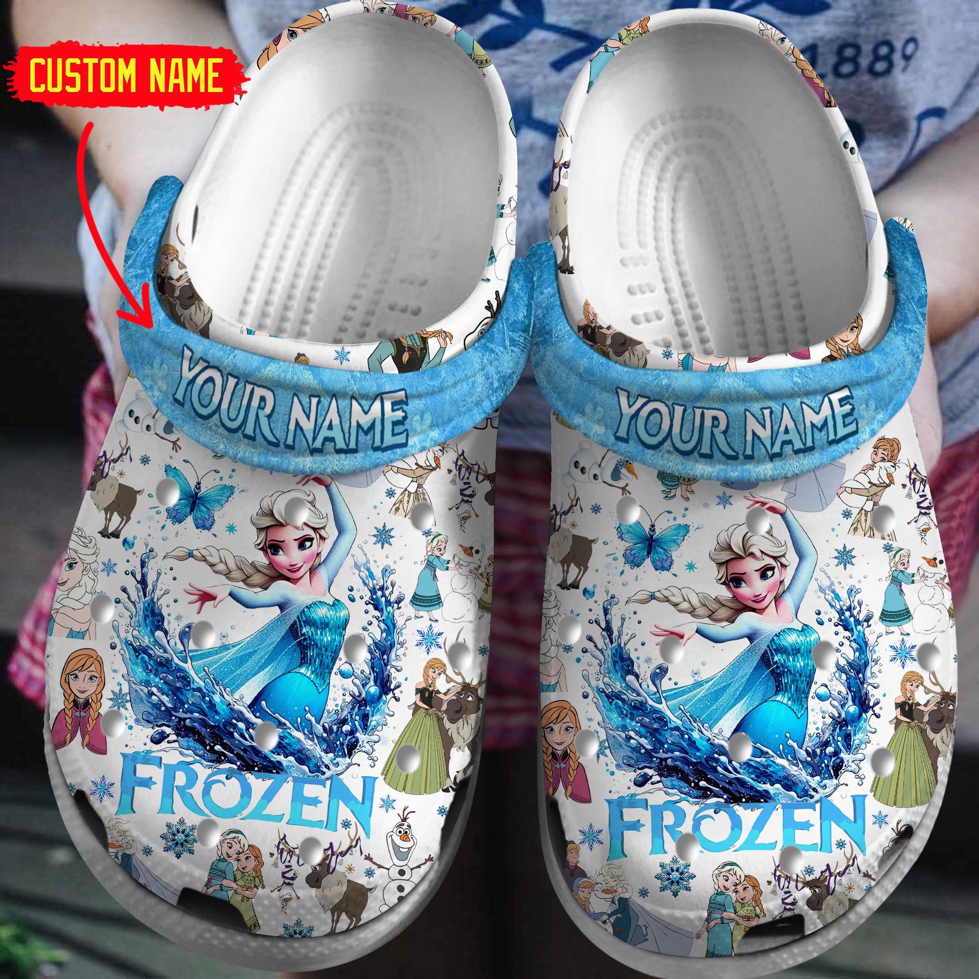 Footwearmerch Elsa Frozen Movie Crocs Crocband Clogs Shoes Comfortable For Men Women and Kids