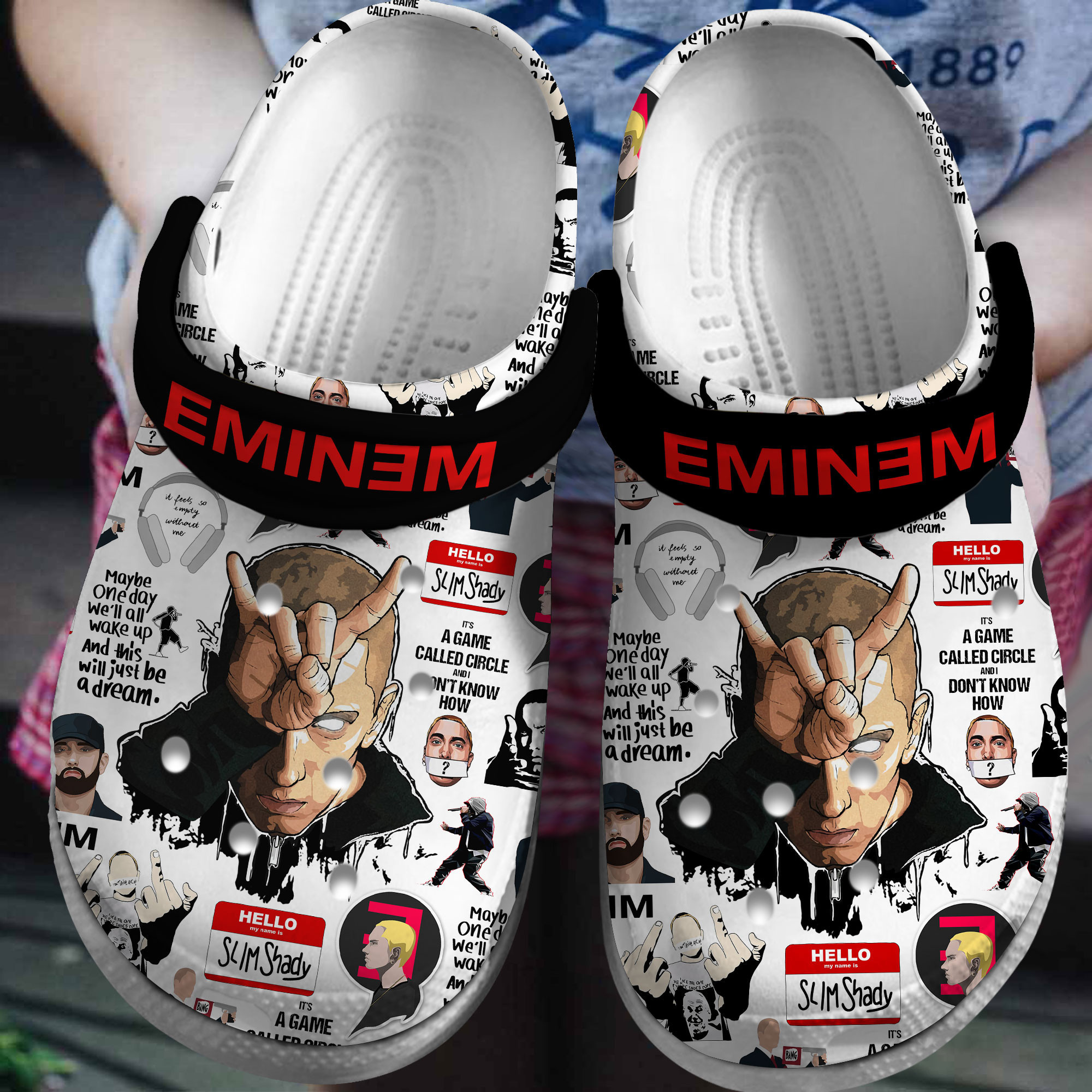 Footwearmerch Eminem Rapper Music Crocs Crocband Clogs Shoes Comfortable For Men Women and Kids