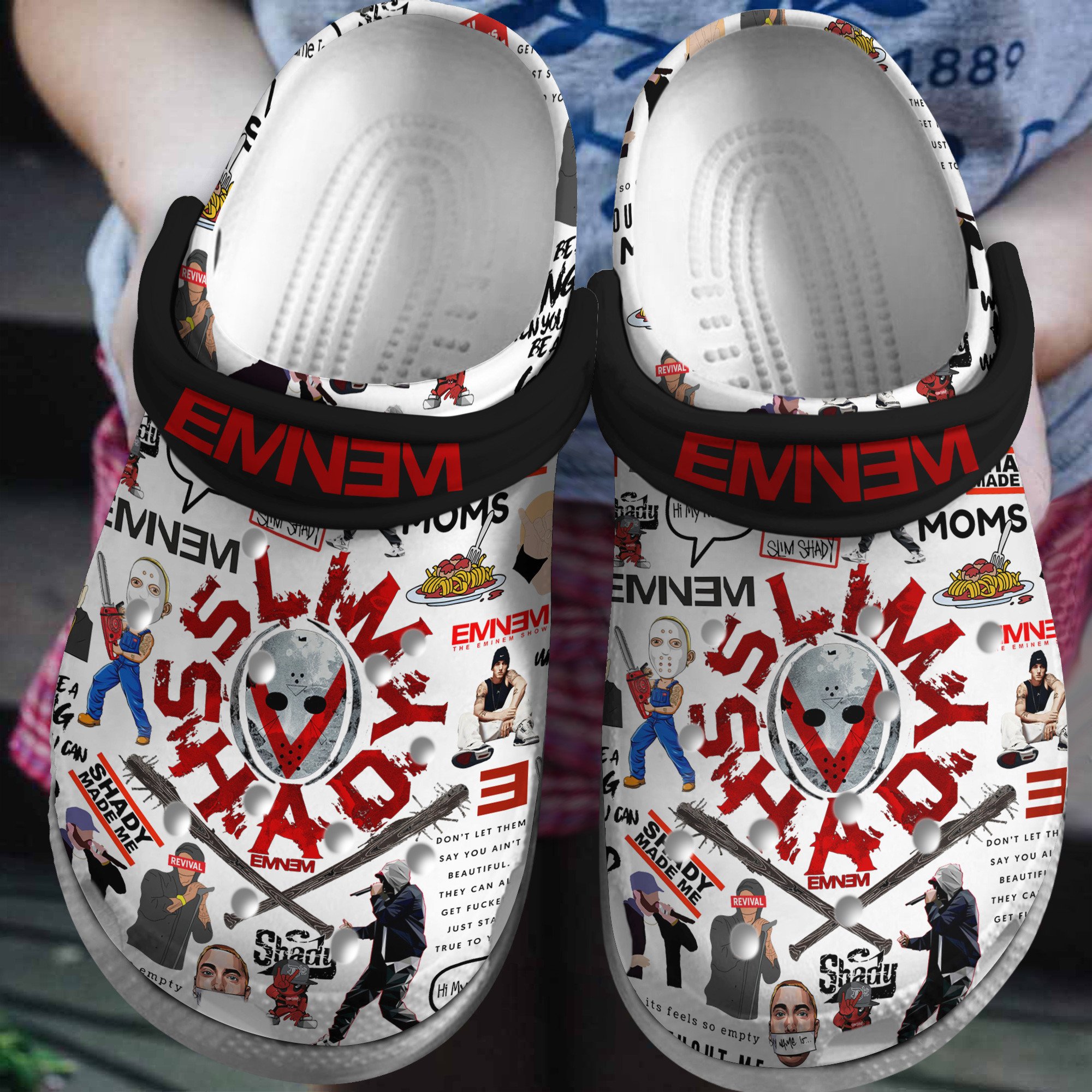 Footwearmerch Eminem Rapper Music Crocs Crocband Clogs Shoes Comfortable For Men Women and Kids