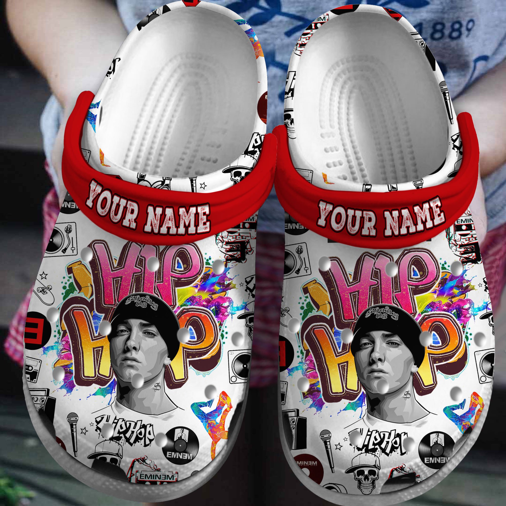 Footwearmerch Eminem Rapper Music Crocs Crocband Clogs Shoes Comfortable For Men Women and Kids