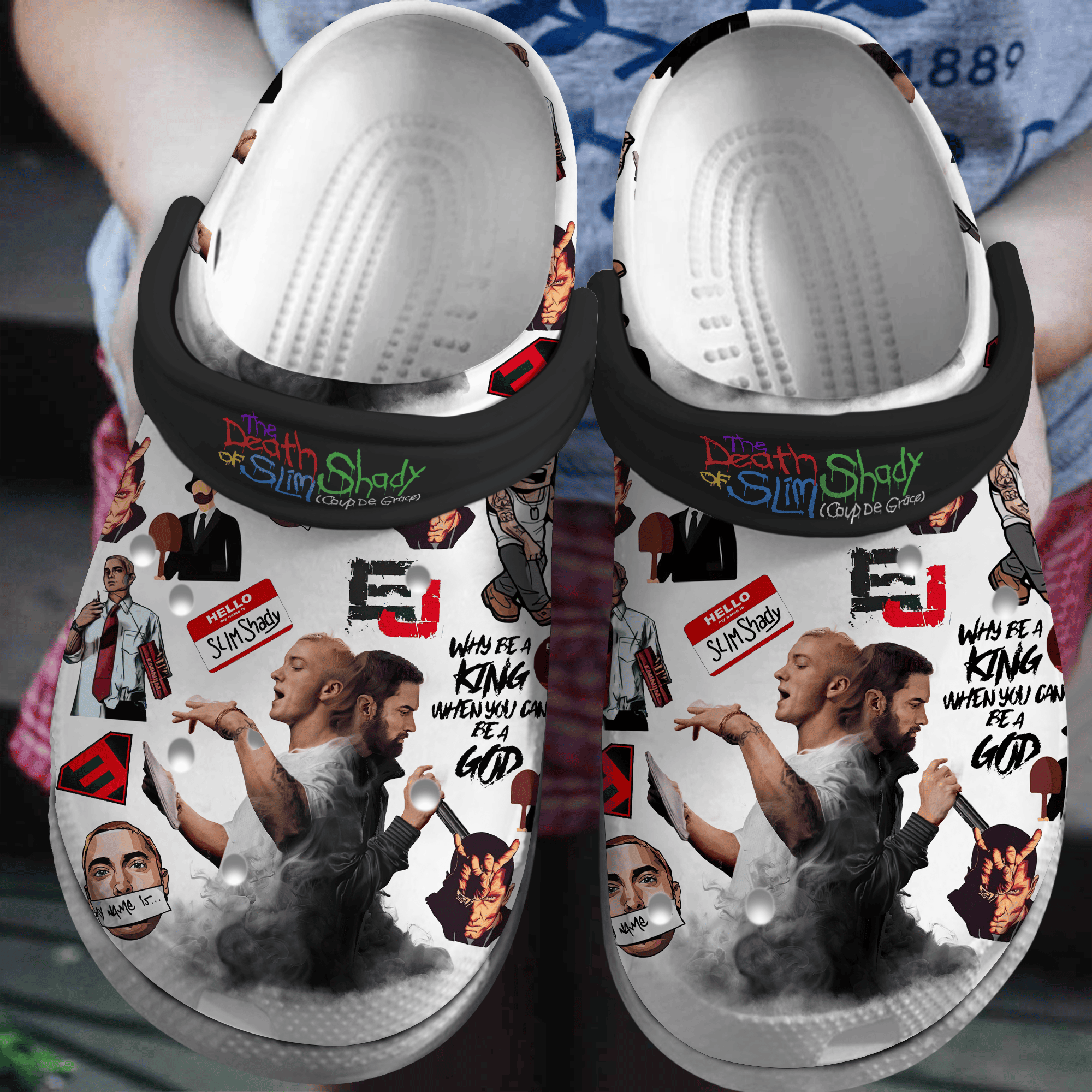 Footwearmerch Eminem Rapper Music Crocs Crocband Clogs Shoes Comfortable For Men Women and Kids