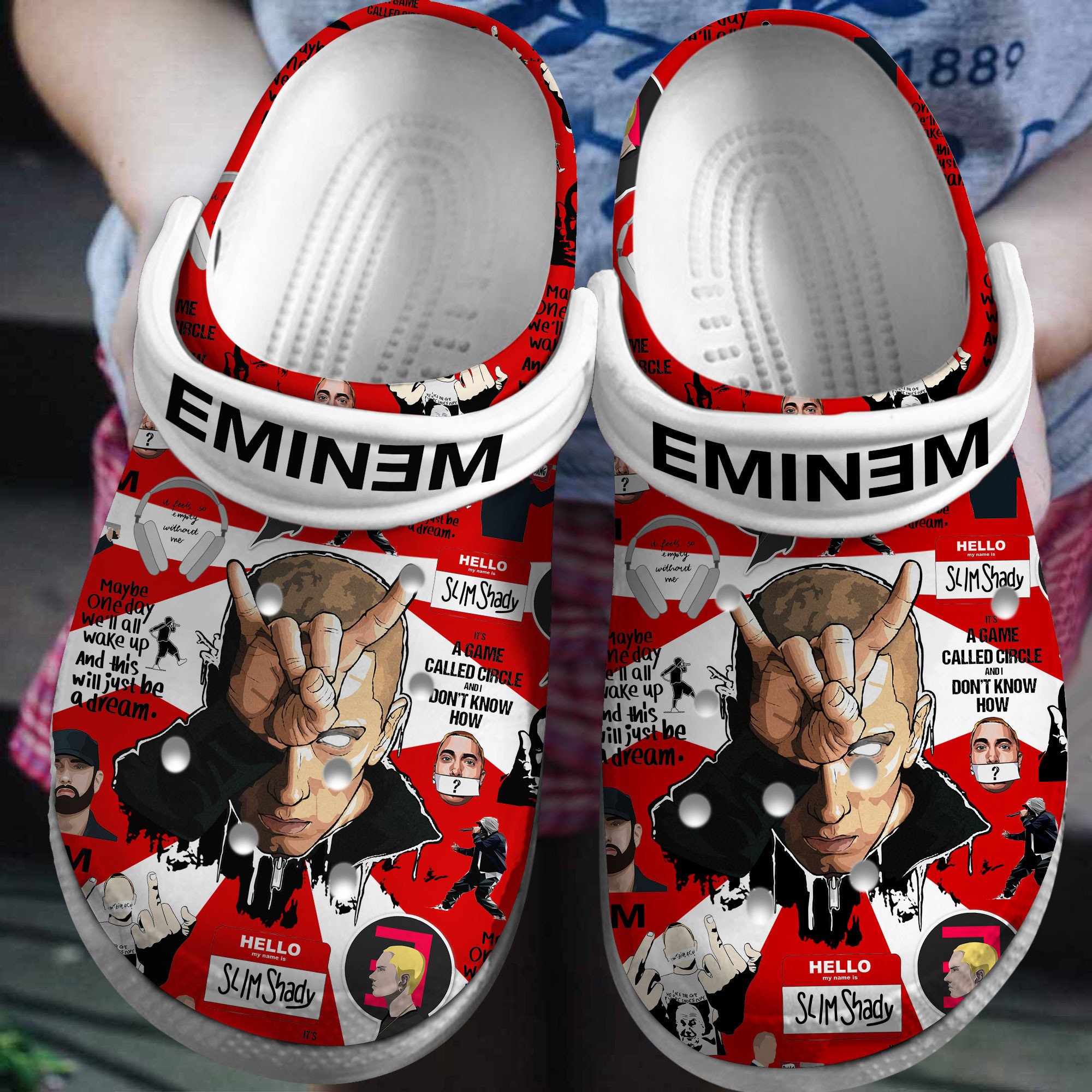 Footwearmerch Eminem Rapper Music Crocs Crocband Clogs Shoes Comfortable For Men Women and Kids