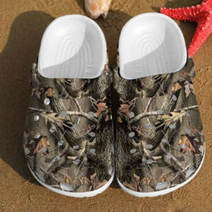Footwearmerch Fall Tree Leaves Pattern Hunting Camo Gift clog Shoes