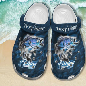 Footwearmerch Father Day Fishing Croc Shoes Gift For Husband Son- Hook Fish Shoes Croc Clogs Customize Name
