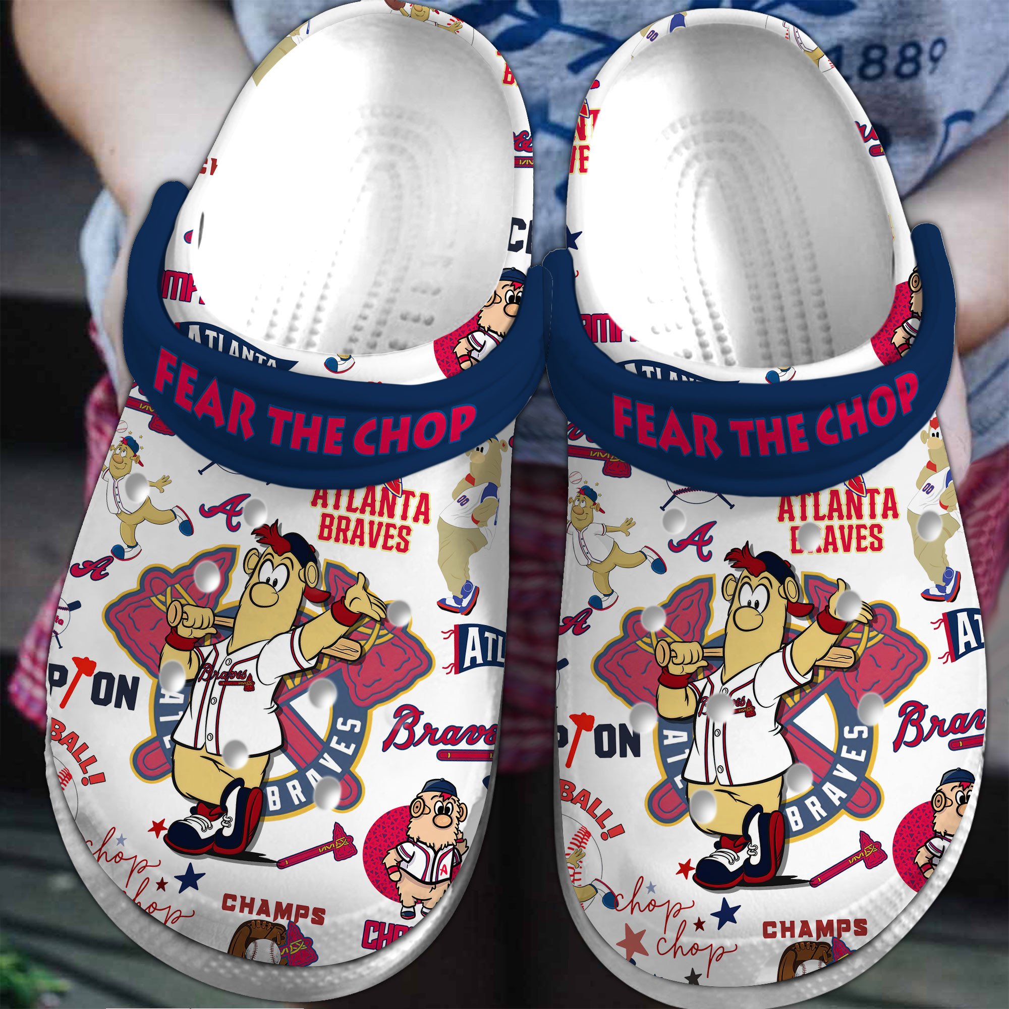 Footwearmerch Fear the Chop Atlanta Braves MLB Sport Crocs Crocband Clogs Shoes Comfortable For Men Women and Kids