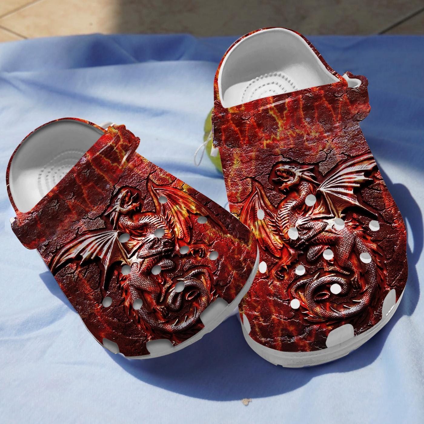 Footwearmerch Fire Dragon Slippers Crocs Crocband Clogs Shoes Comfortable For Men Women and Kids