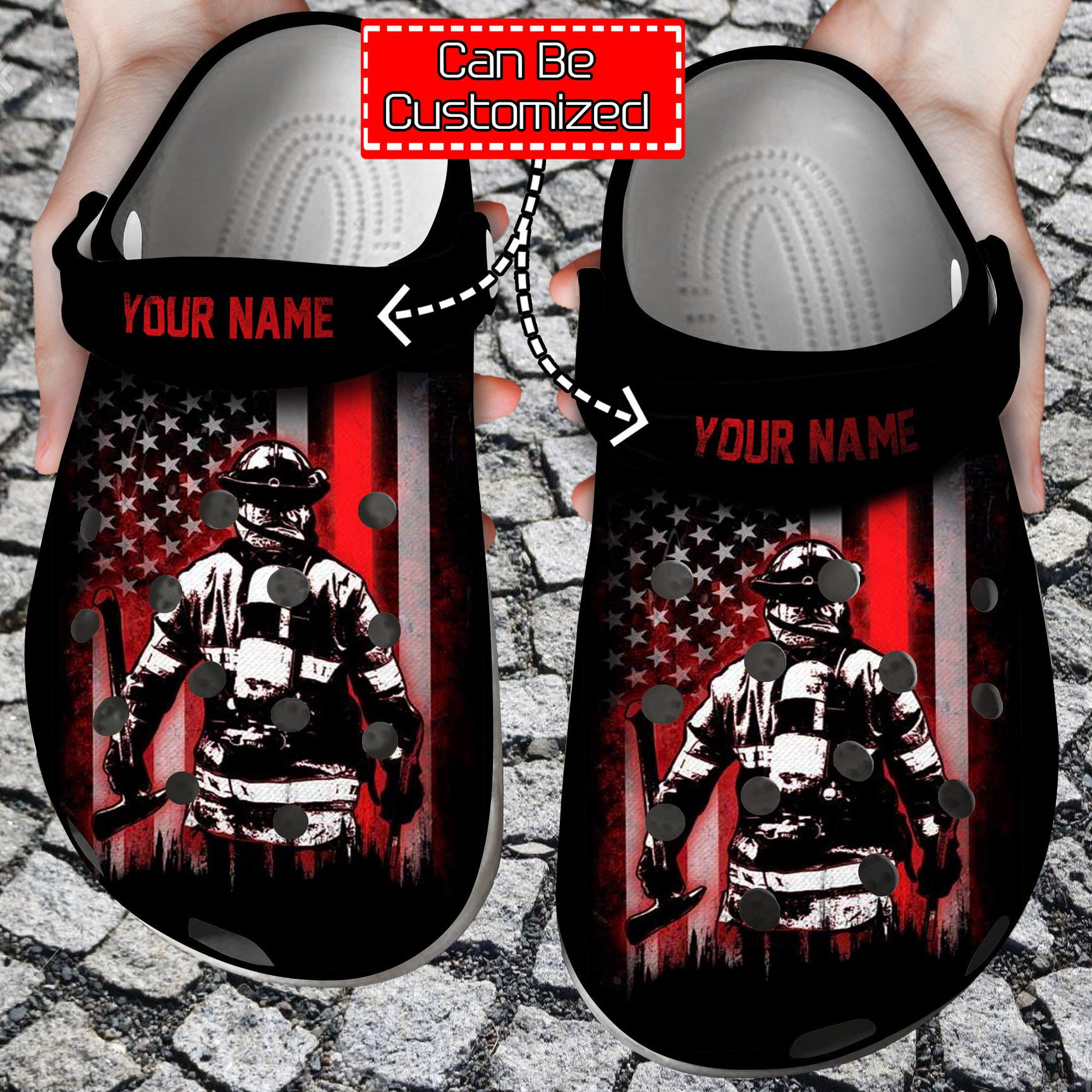 Footwearmerch Firefighter American Flag clog Shoes Custom