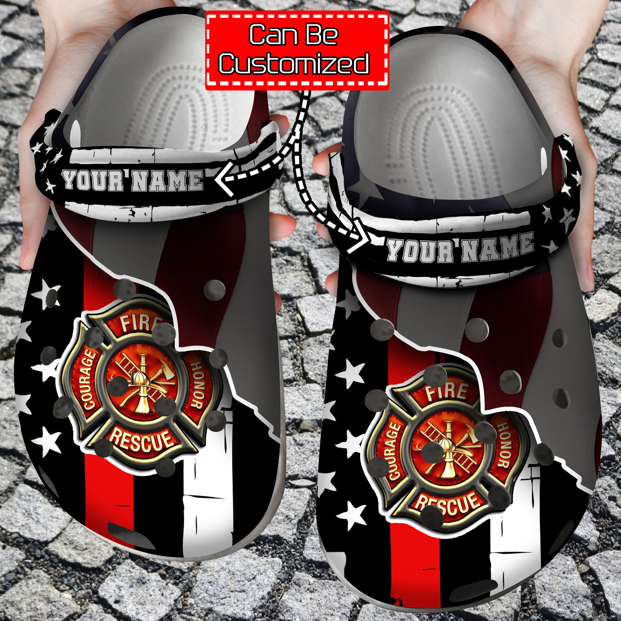 Footwearmerch Firefighter Thin Red Line Clog Shoes