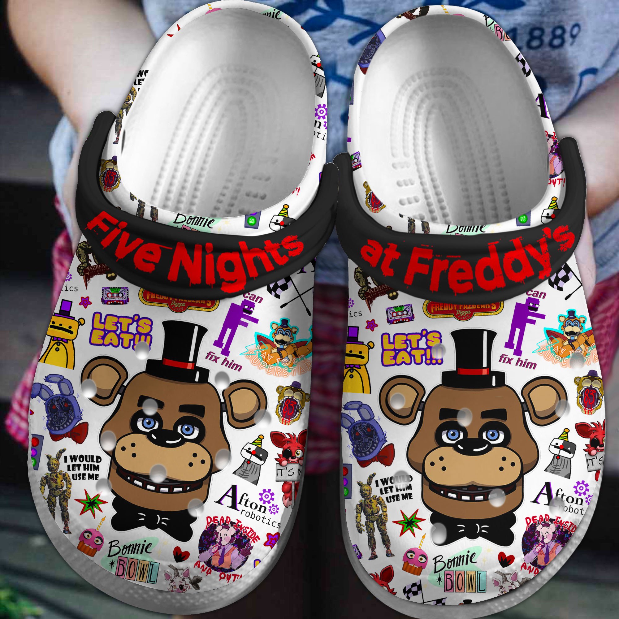 Footwearmerch Five Nights At Freddy's Game Crocs Crocband Clogs Shoes Comfortable For Men Women and Kids