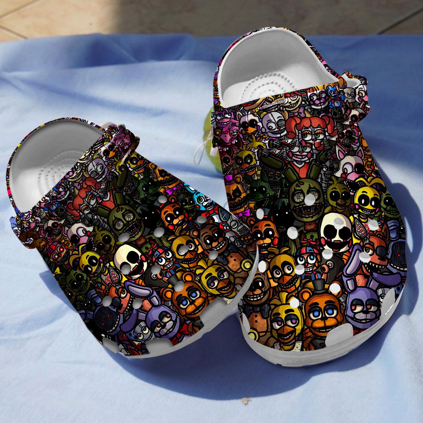Footwearmerch Five Nights At Freddy's Game Crocs Crocband Clogs Shoes Comfortable For Men Women and Kids
