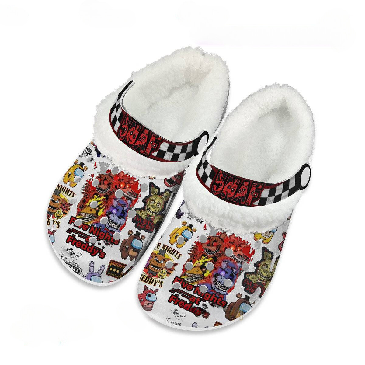 Footwearmerch Five Nights At Freddyâ€™s Game Crocs Crocband Fleece Lined Clogs Shoes Comfortable For Men Women and Kids In Winter