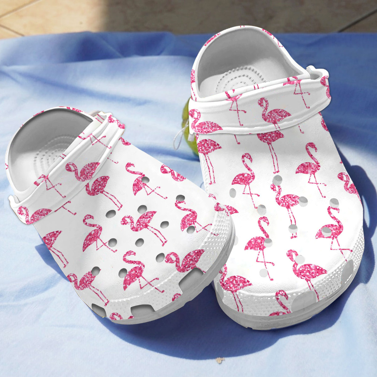 Footwearmerch Flamingo Glitter Crocs Crocband Clogs Shoes Comfortable For Men Women and Kids