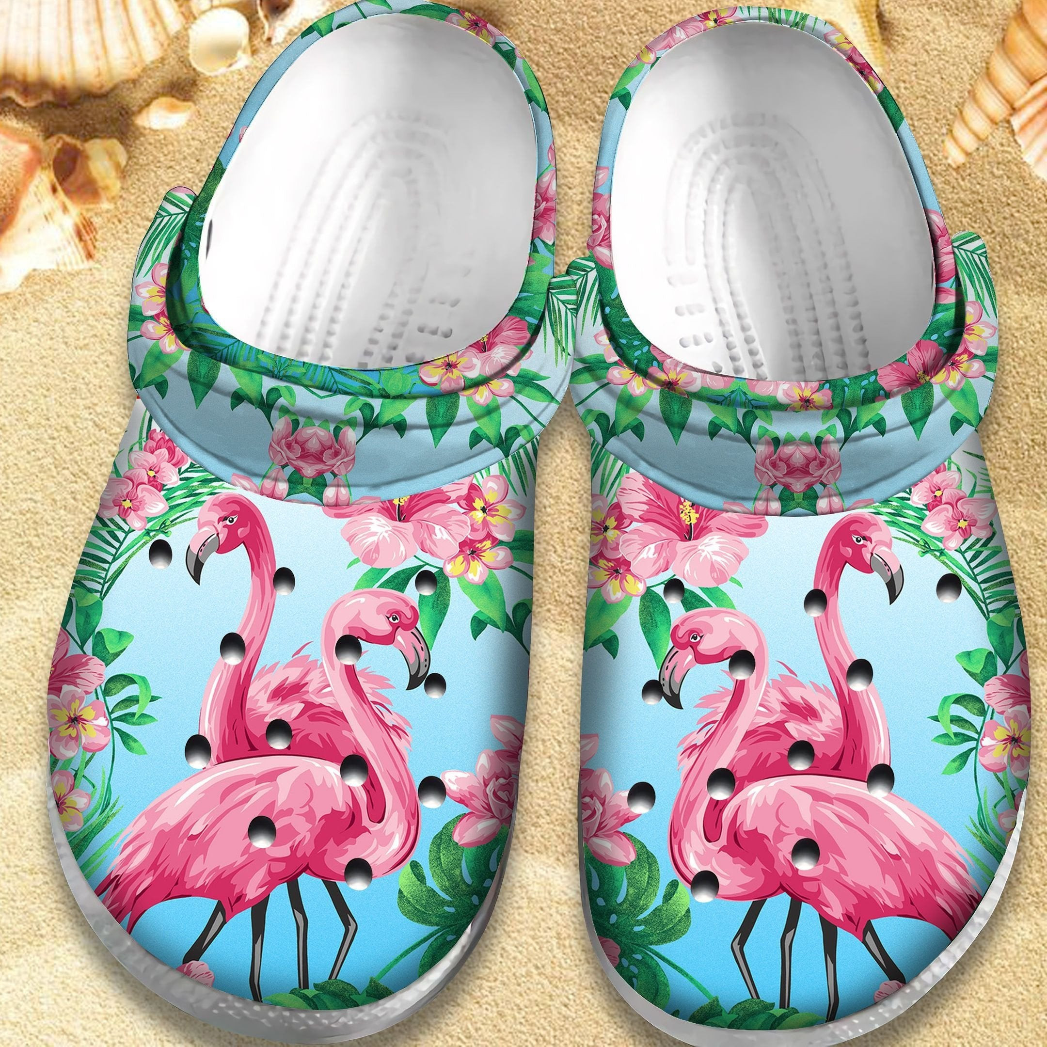 Footwearmerch Flamingo Hawaiian Shoes - Beauty Flower Clogs Gift For Female