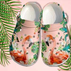Footwearmerch Flamingo Look Tropical Croc Shoes For Men Women- Flamingo Shoes Croc Clogs Gift Birthday Girl