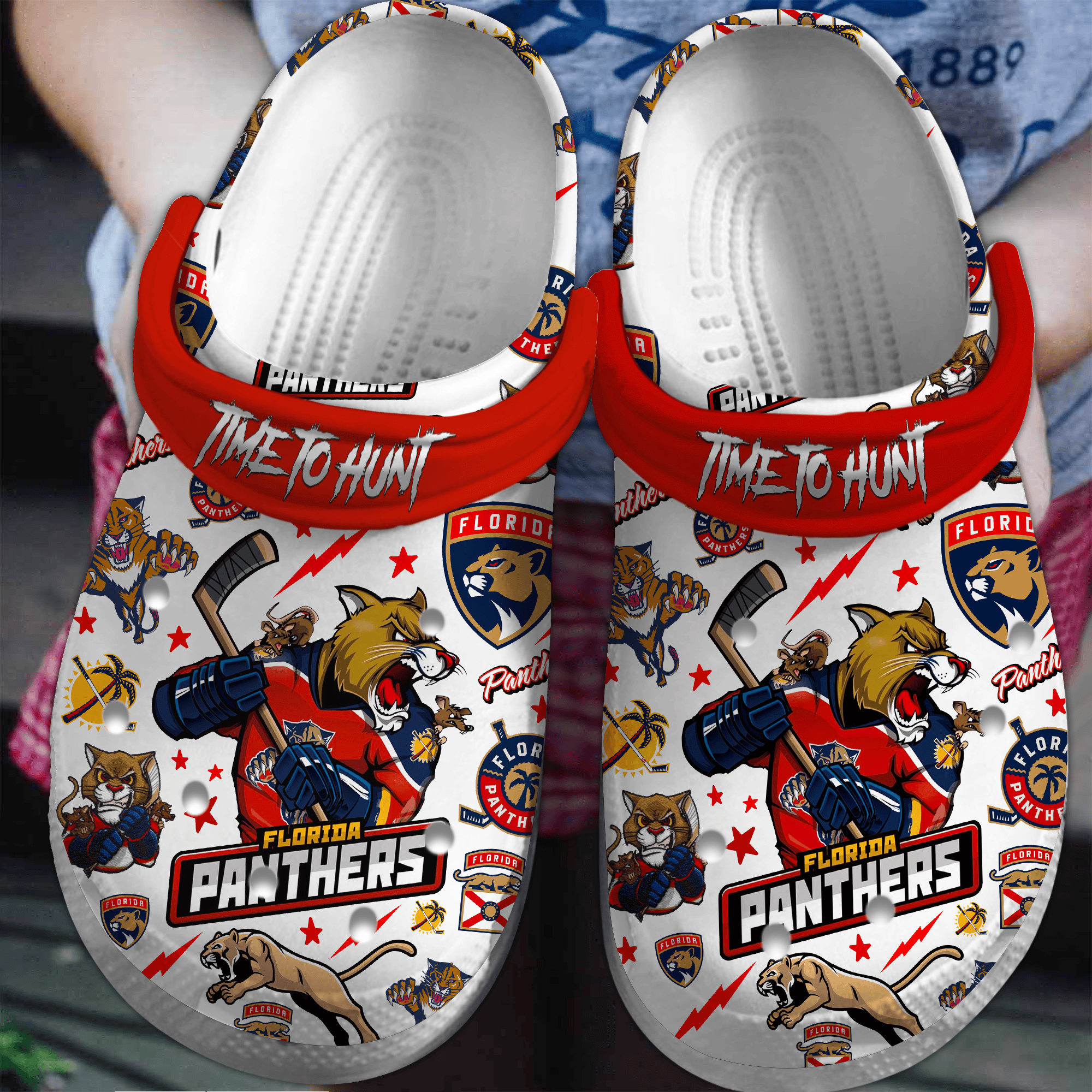 Footwearmerch Florida Panthers NHL Sport Crocs Crocband Clogs Shoes Comfortable For Men Women and Kids
