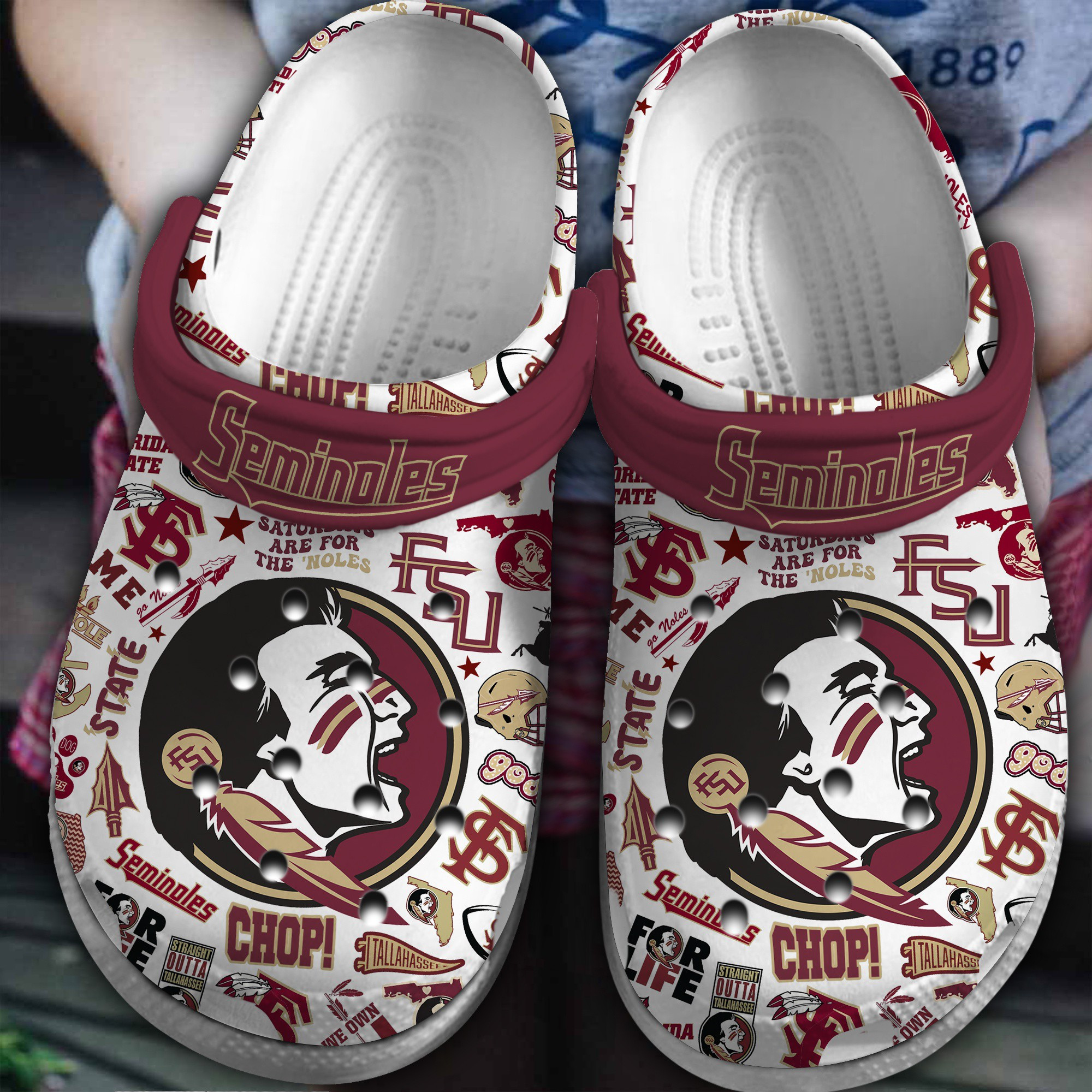 Footwearmerch Florida State Seminoles NCAA Sport Crocs Crocband Clogs Shoes Comfortable For Men Women and Kids