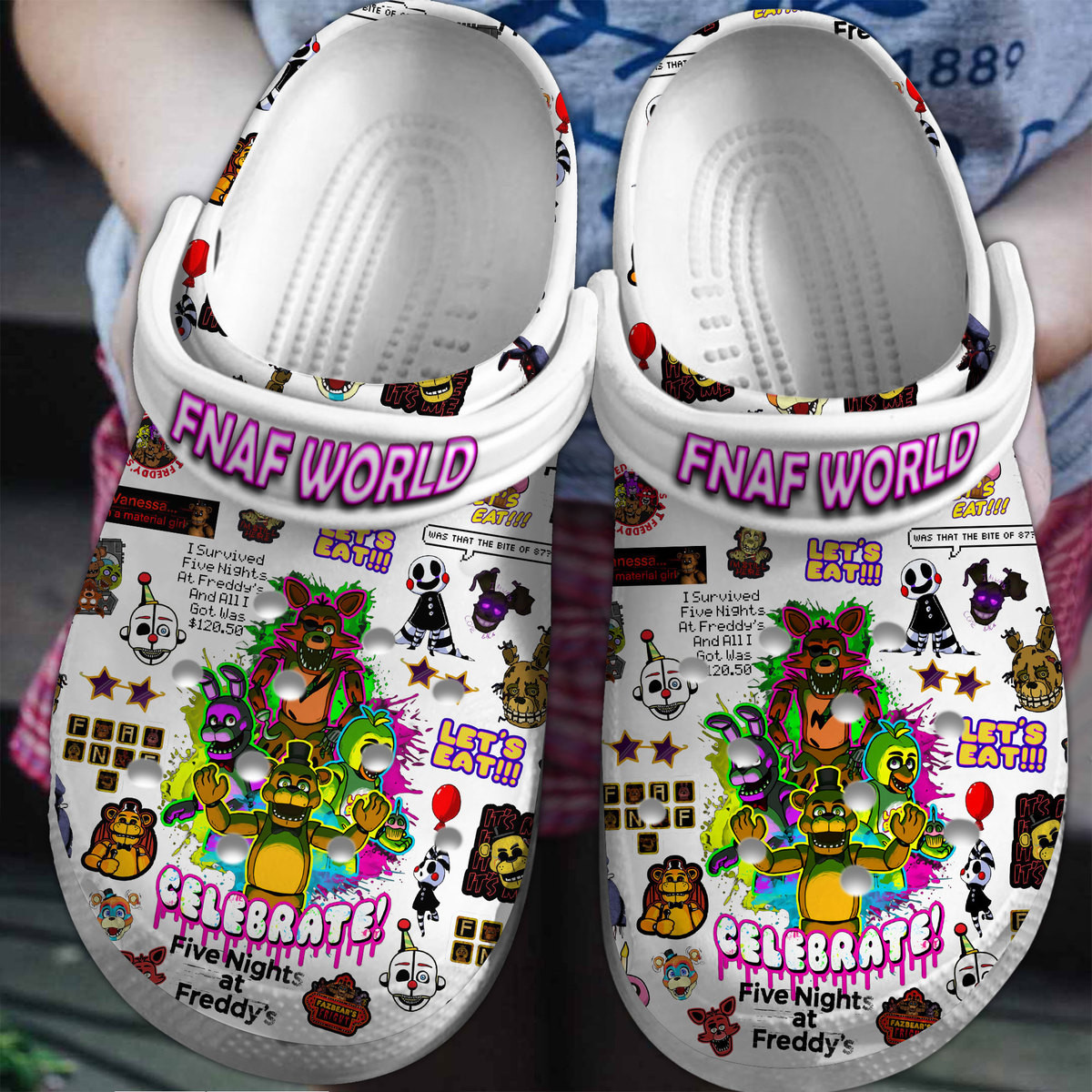 Footwearmerch Fnaf World Game Crocs Crocband Clogs Shoes Comfortable For Men Women and Kids