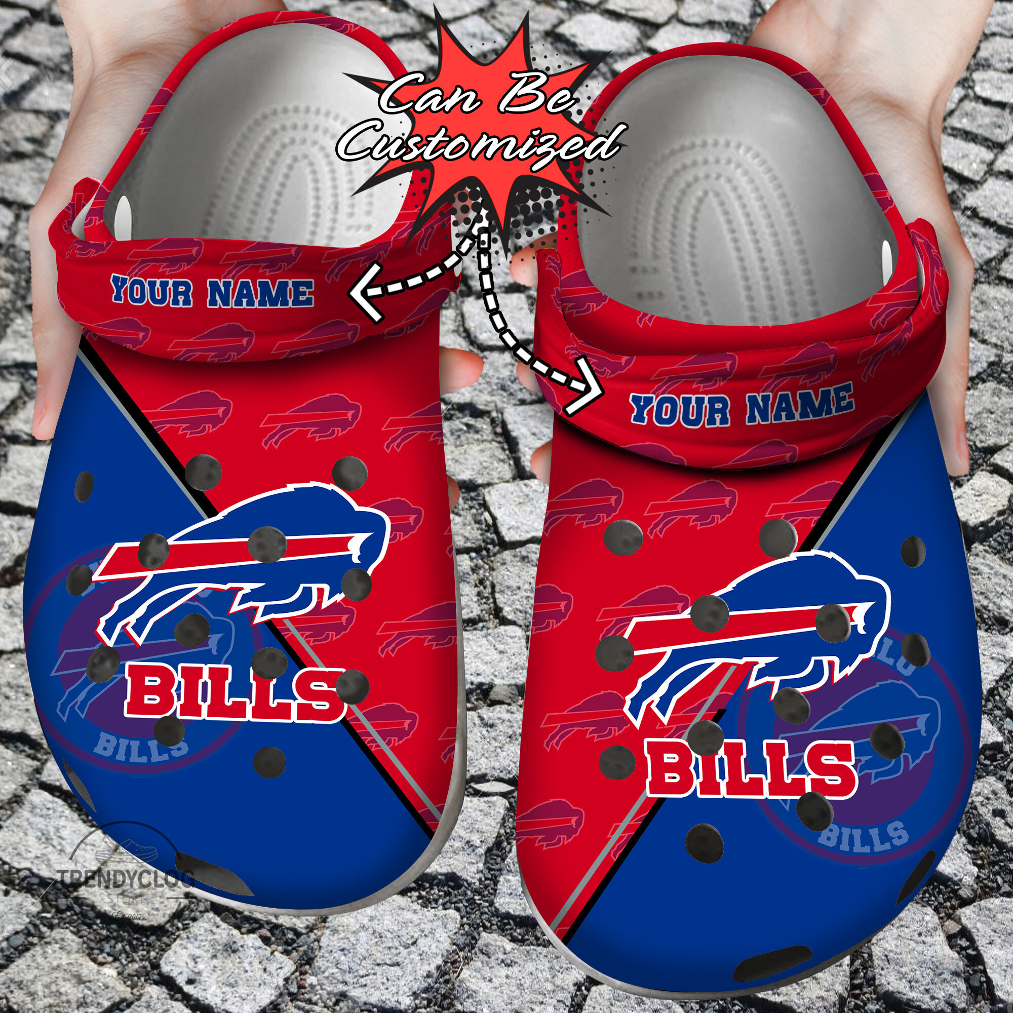 Footwearmerch Football Personalized BBills Team Pattern Clog Shoes