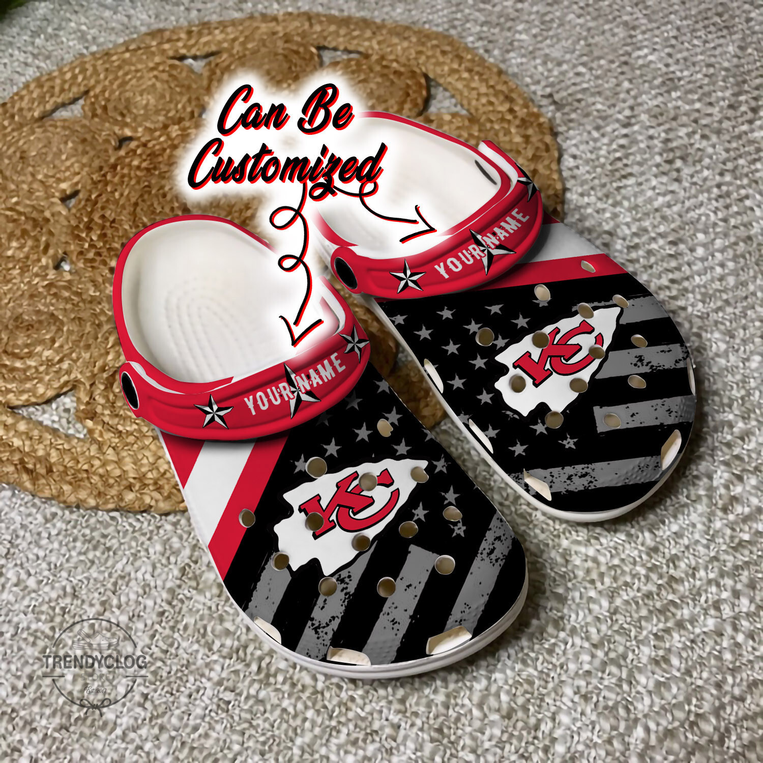 Footwearmerch Football Personalized Chiefs Clog Shoes