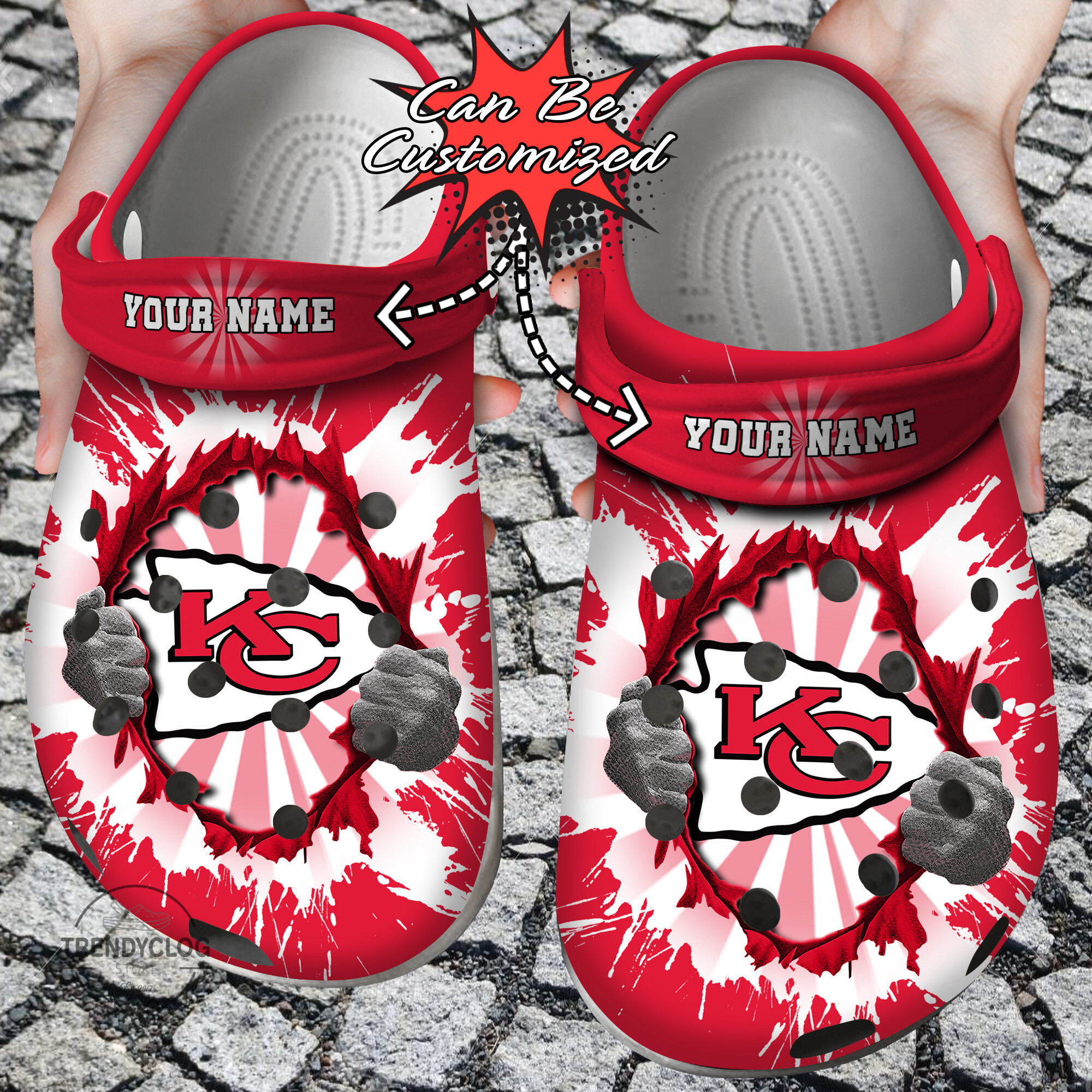 Footwearmerch Football Personalized Chiefs Ripping Light Clog Shoes
