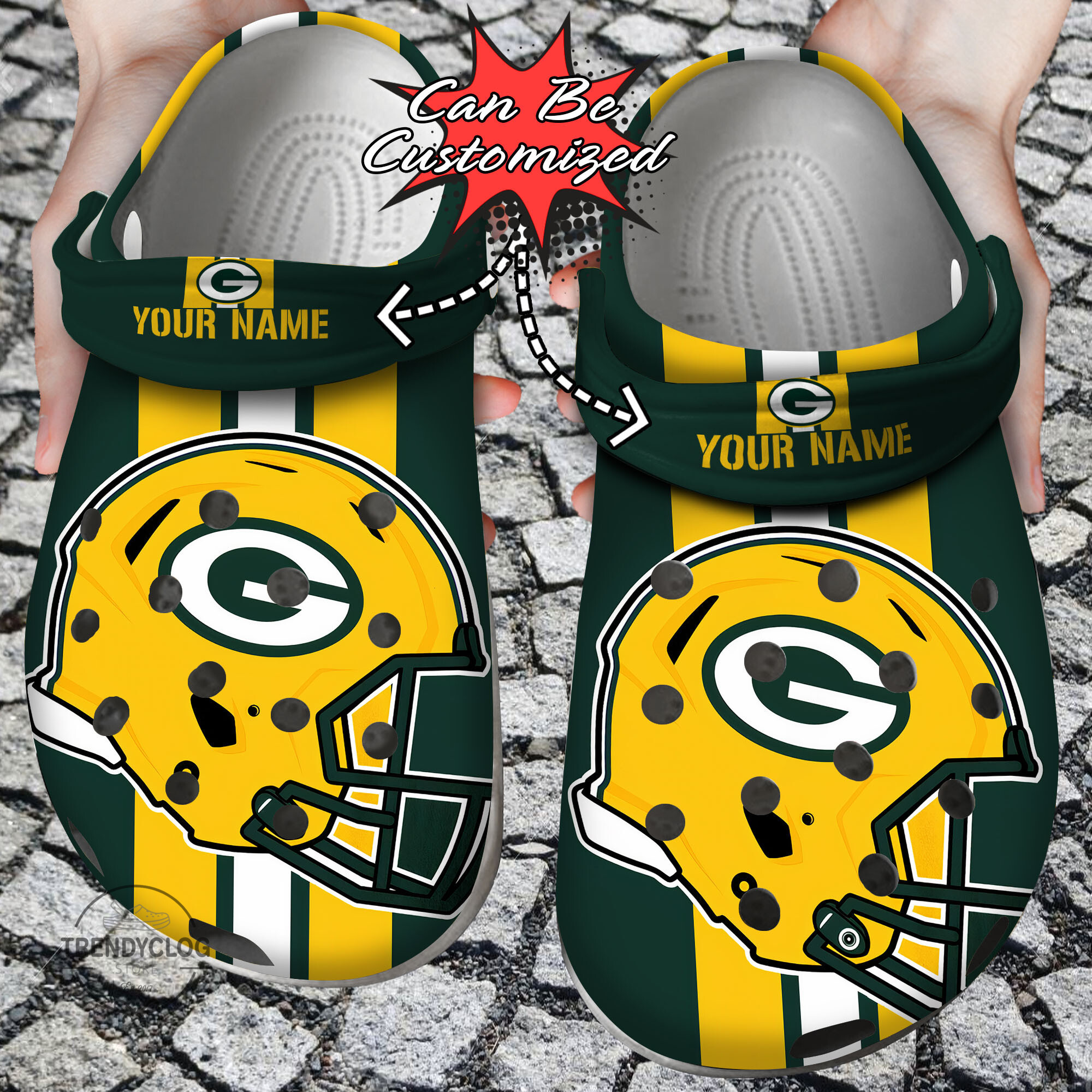 Footwearmerch Football Personalized GPackers Team Helmets Clog Shoes