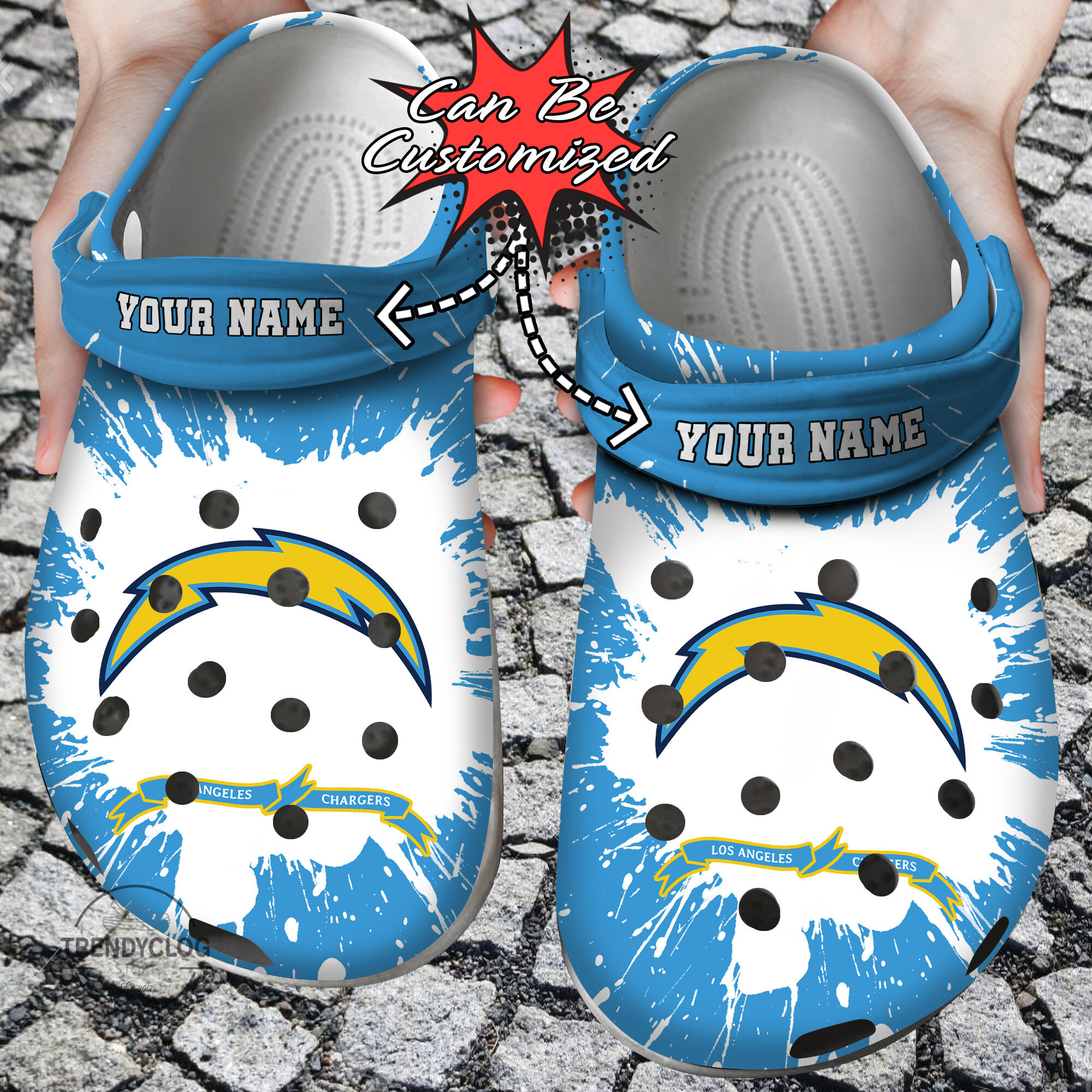 Footwearmerch Football Personalized LA Chargers Team Clog Shoes