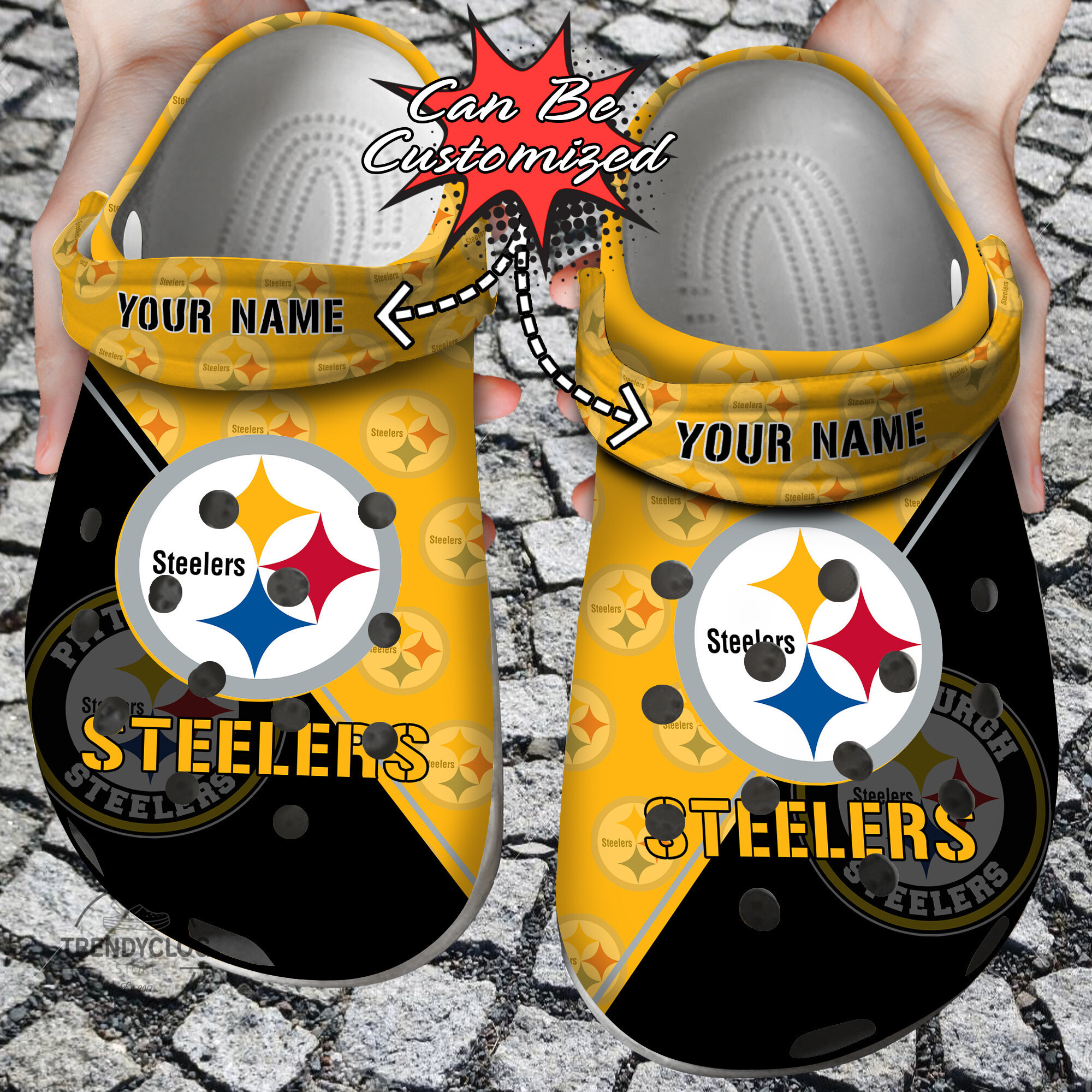 Footwearmerch Football Personalized PSteelers Team Pattern Clog Shoes
