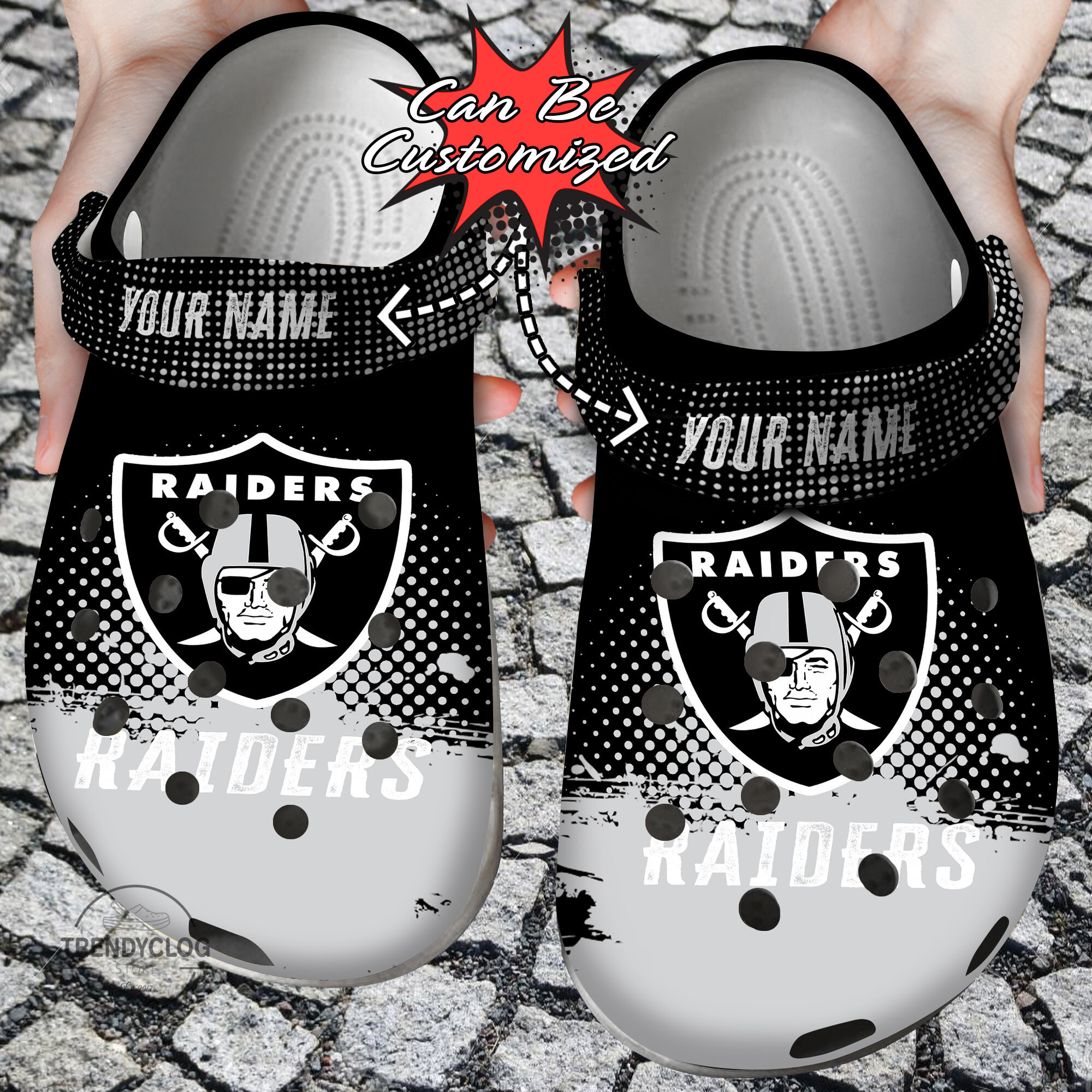 Footwearmerch Football Personalized Raiders Flannel Clog Shoes