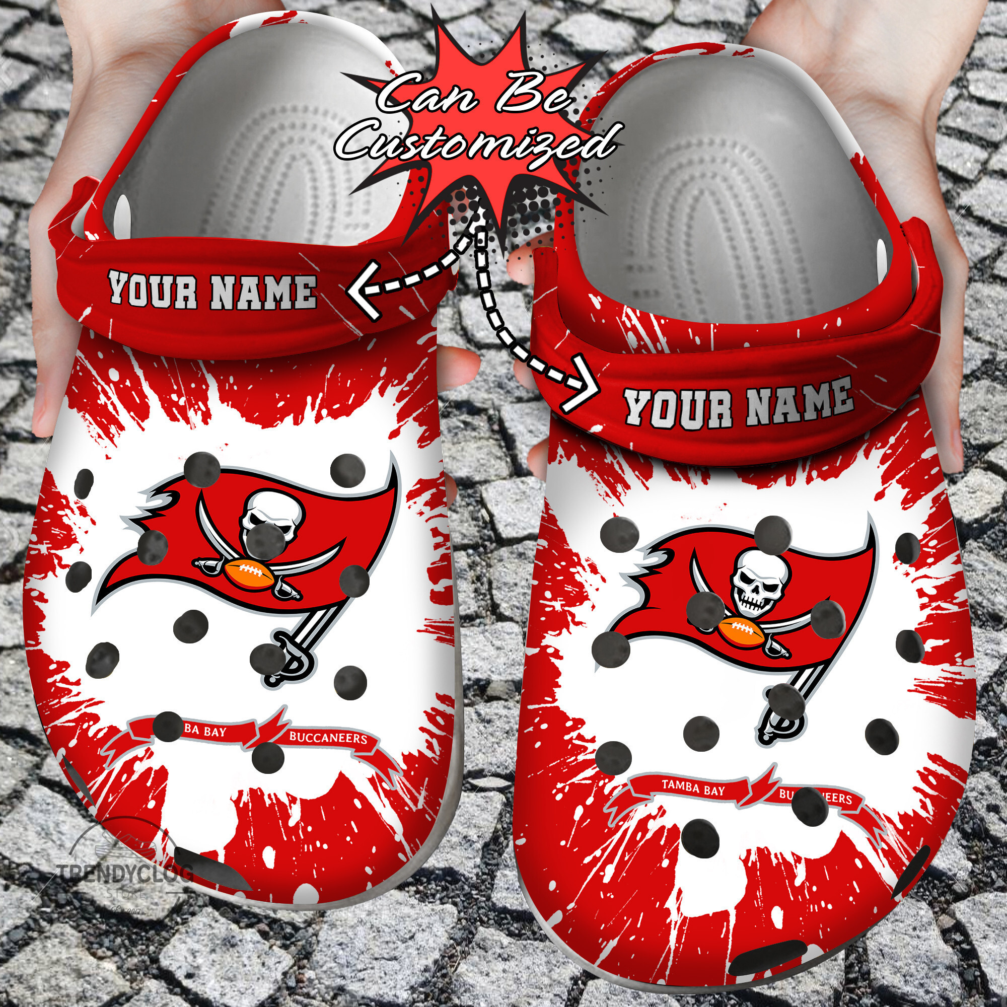 Footwearmerch Football Personalized TB Buccaneers Team Clog Shoes