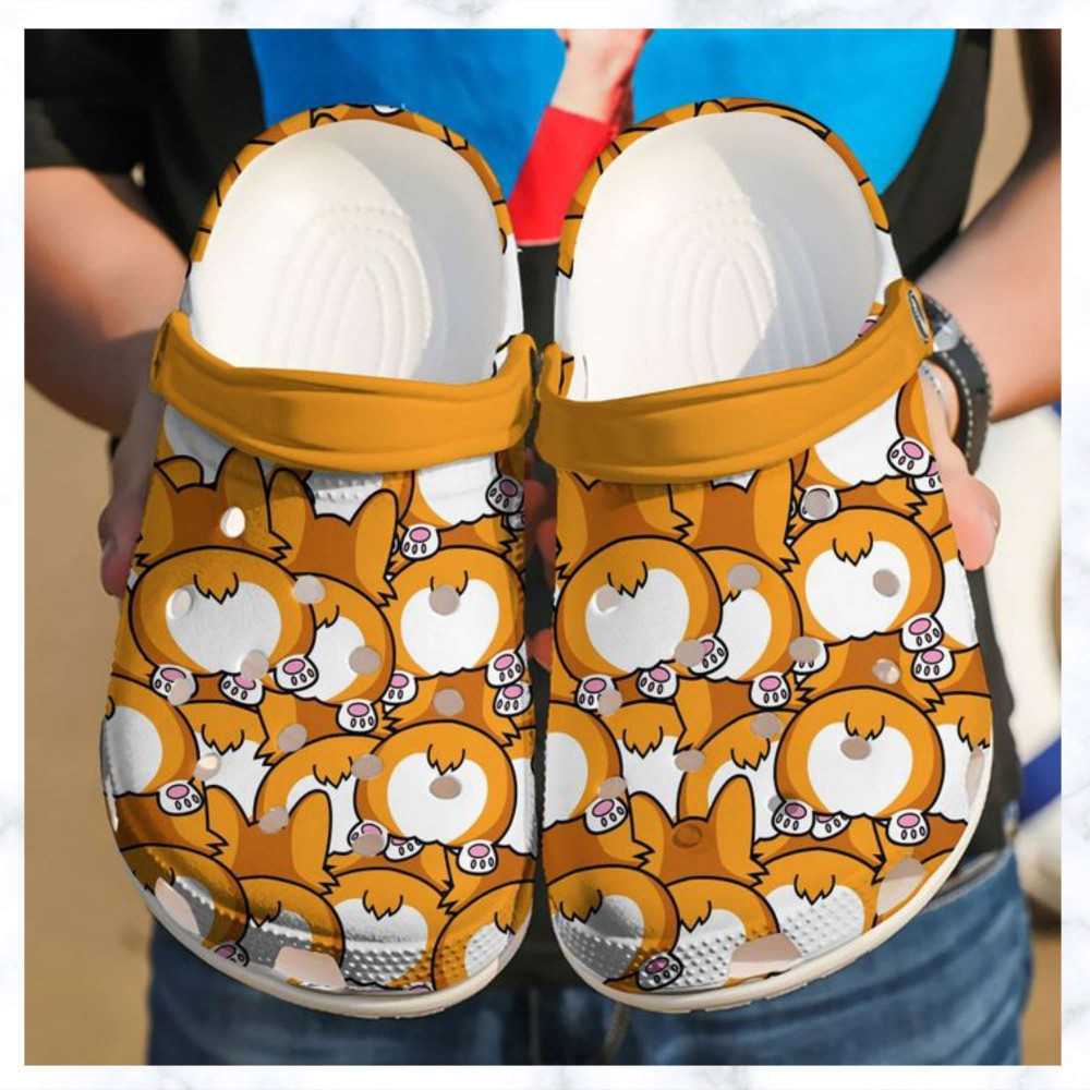 Footwearmerch For Corgi Butts Lover Rubber clog Shoes Comfy Footwear