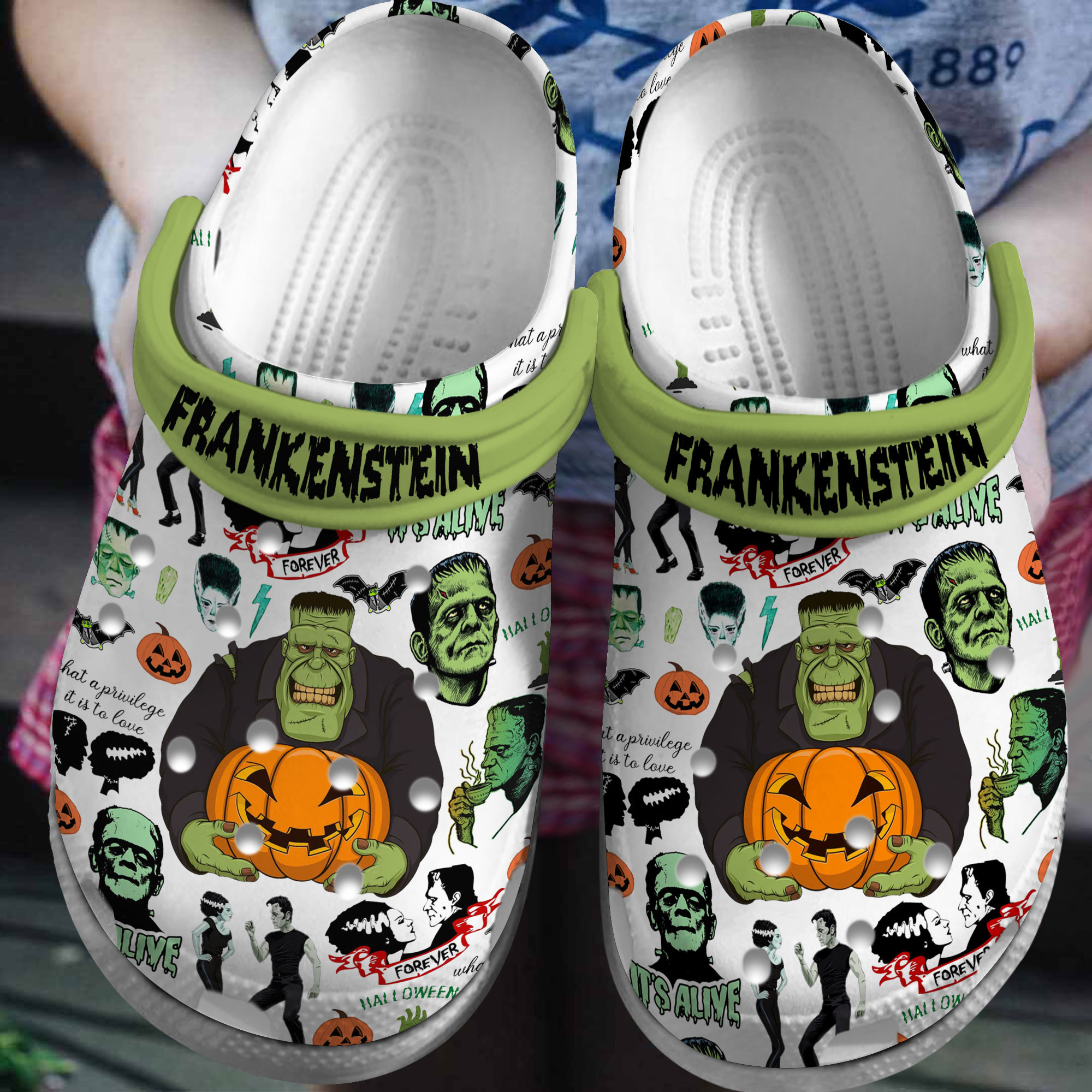 Footwearmerch Frankenstein MovieCrocs Crocband Clogs Shoes Comfortable For Men Women and Kids