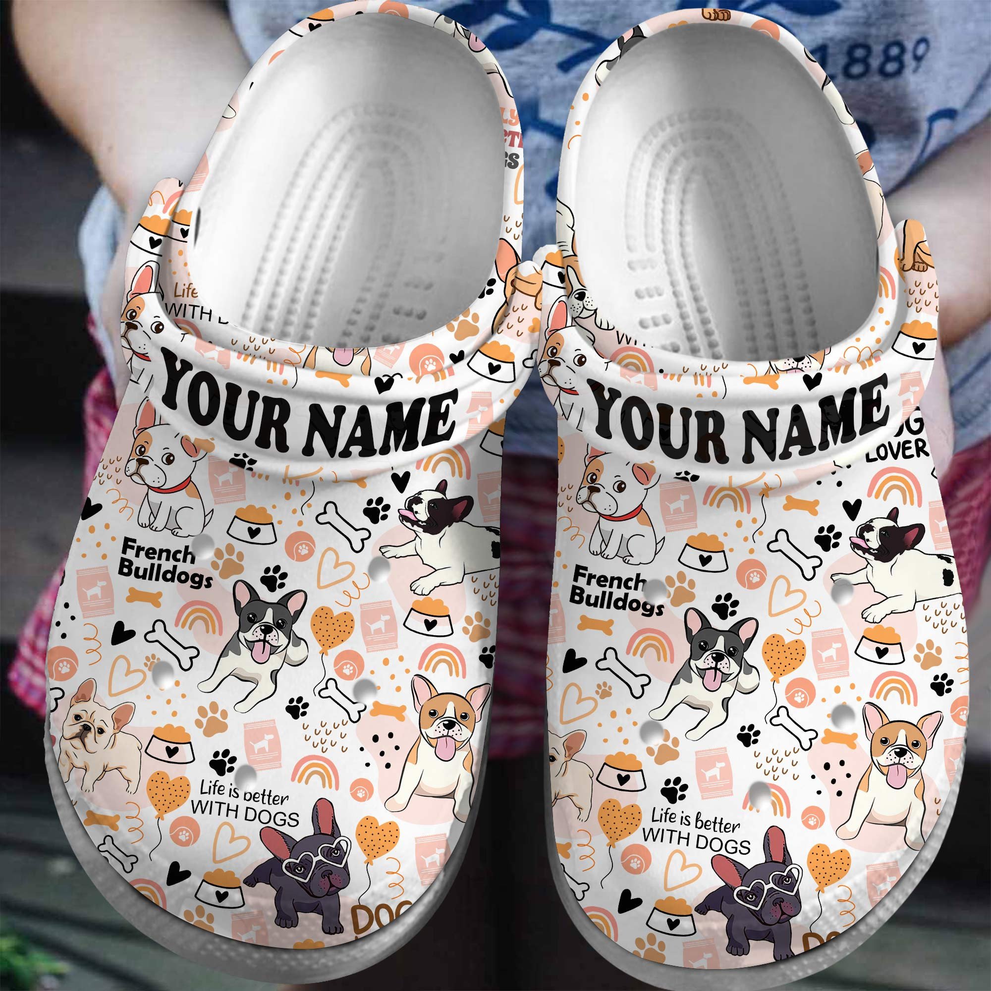 Footwearmerch French Bulldogs Dogs Crocs Crocband Clogs Shoes Comfortable For Men Women and Kids
