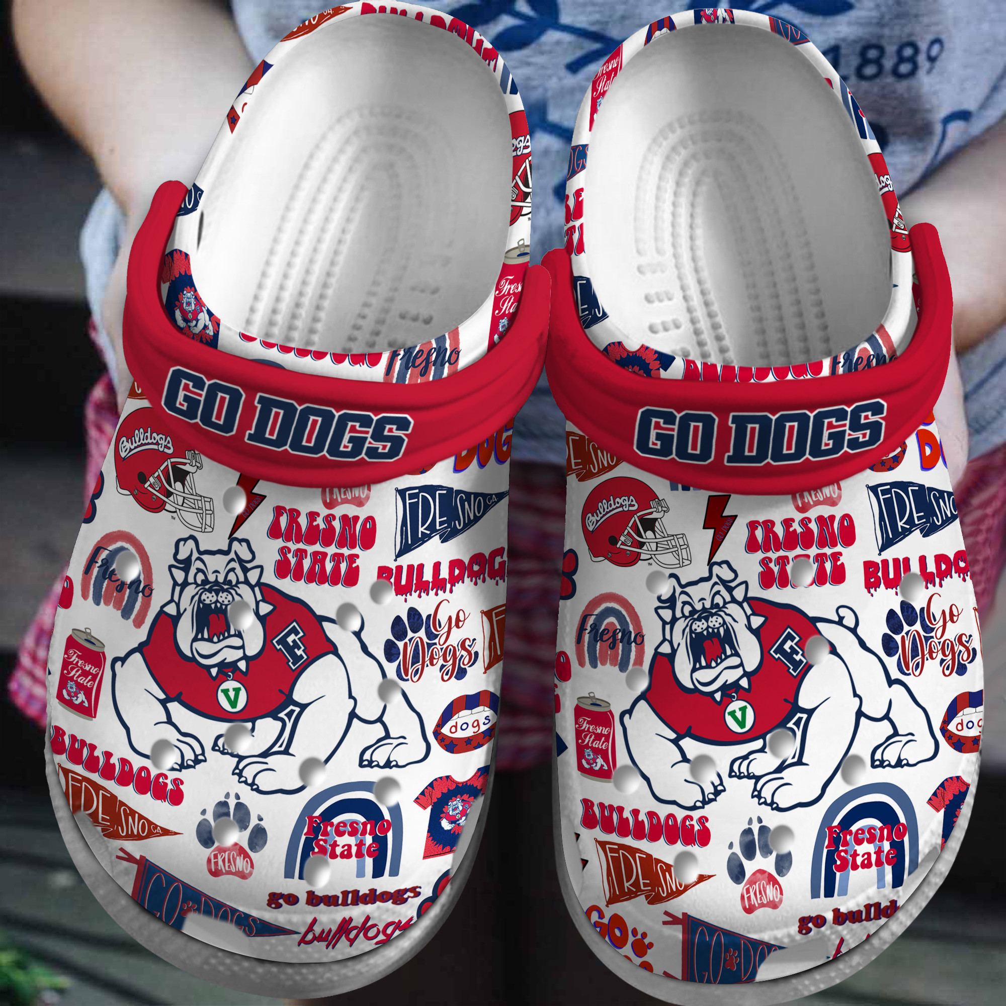 Footwearmerch Fresno State Bulldogs NCAA Sport Crocs Crocband Clogs Shoes Comfortable For Men Women and Kids
