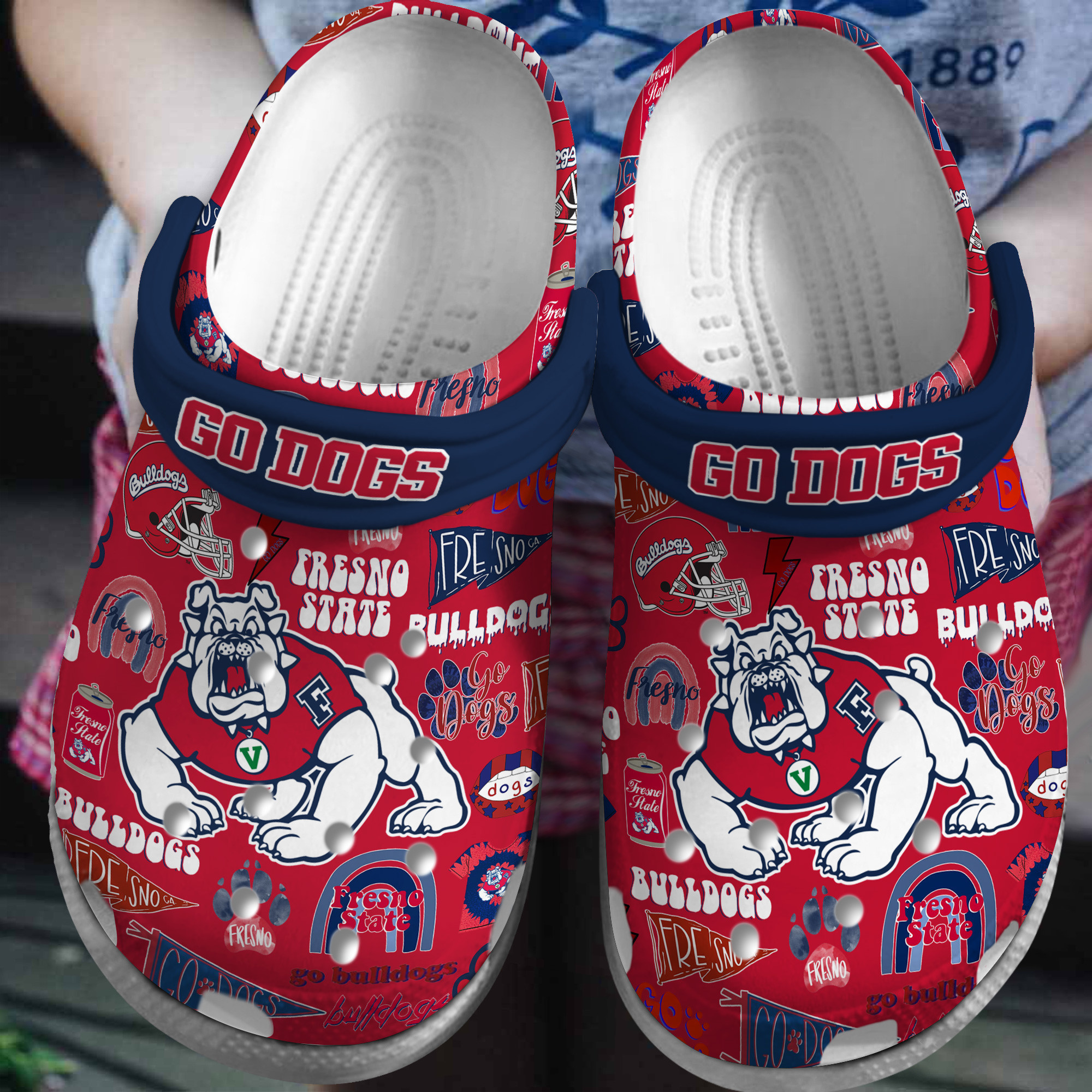 Footwearmerch Fresno State Bulldogs NCAA Sport Crocs Crocband Clogs Shoes Comfortable For Men Women and Kids