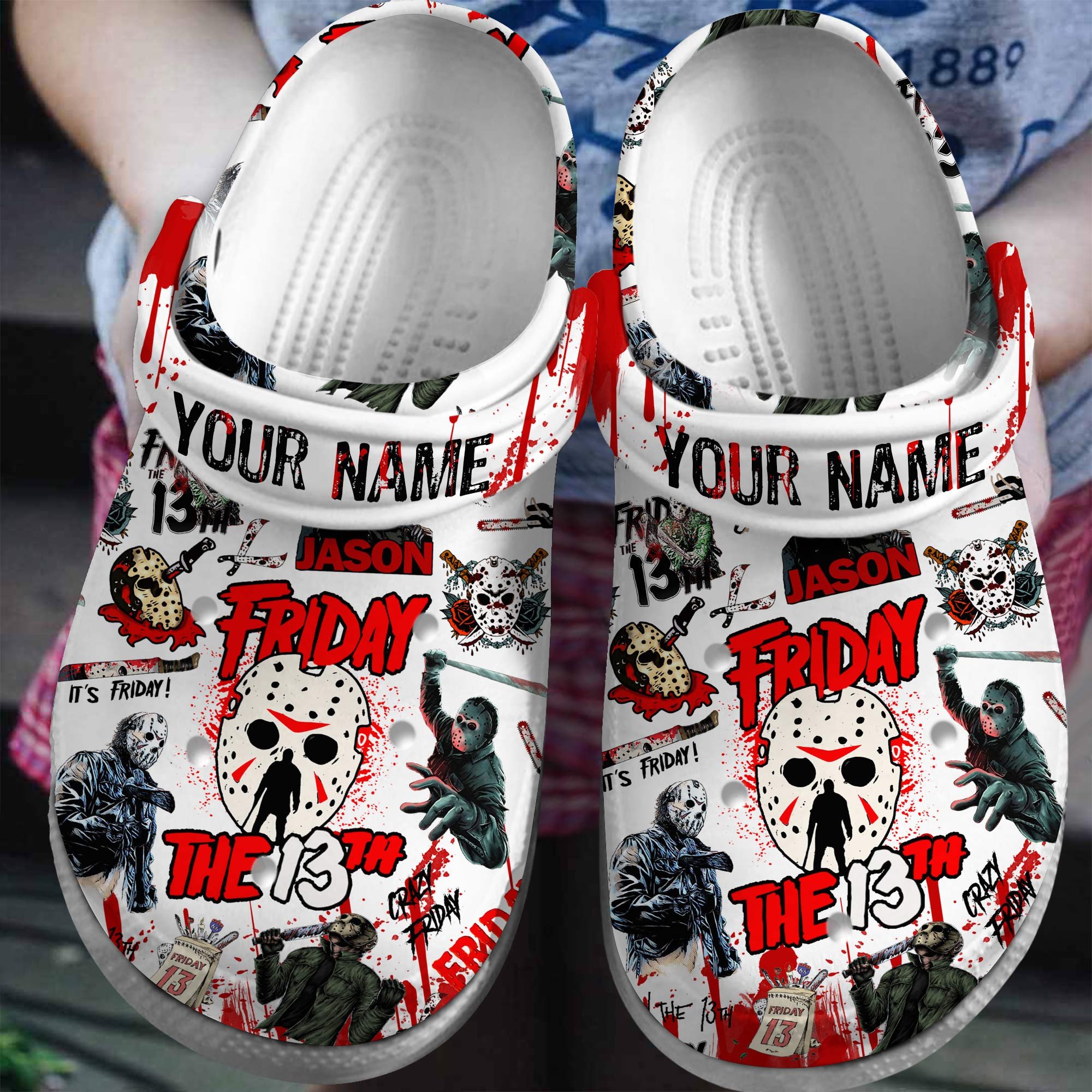 Footwearmerch Friday the 13th Movie Halloween Crocs Crocband Clogs Shoes Comfortable For Men Women and Kids