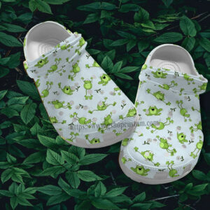 Footwearmerch Frog Funny Pattern Croc Shoes Gift Women- Frog Girl Lover Shoes Croc Clogs Gift Niece