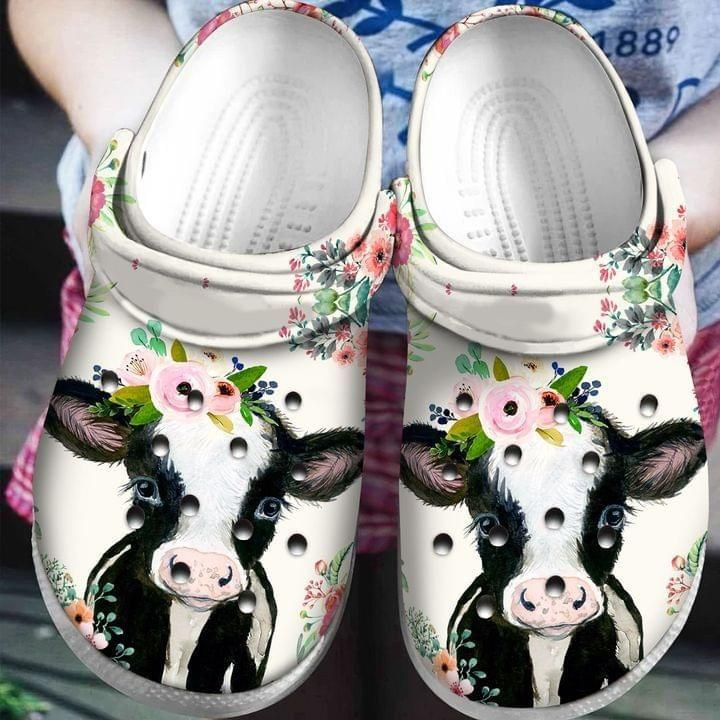 Footwearmerch Funny Cow Flower Classic Clogs Shoes