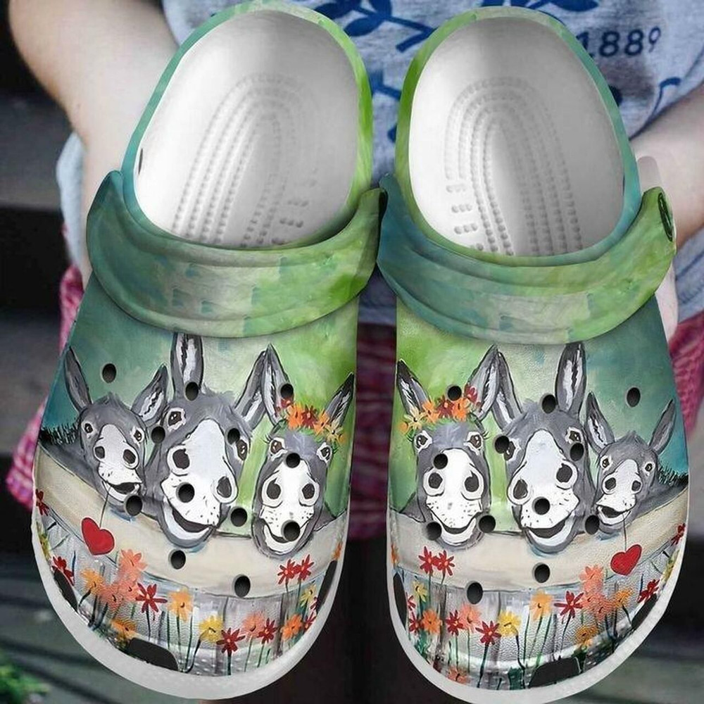 Footwearmerch Funny Donkey Flower Personalized 102 Gift For Lover Rubber clog Shoes Comfy Footwear