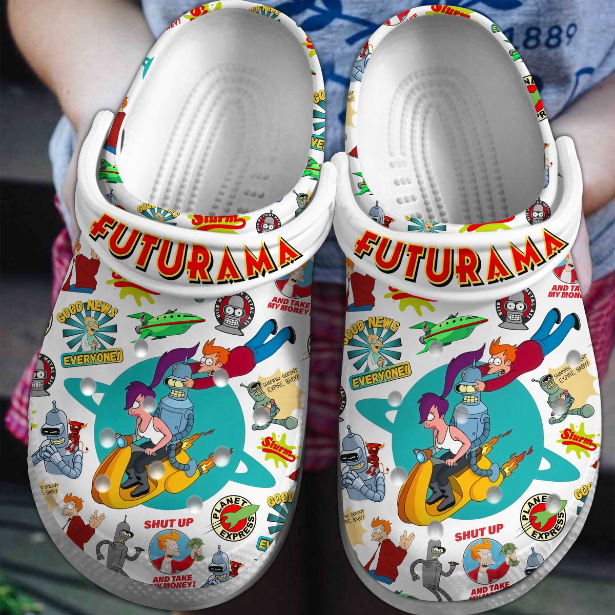 Footwearmerch Futurama Cartoon Crocs Crocband Clogs Shoes Comfortable For Men Women and Kids