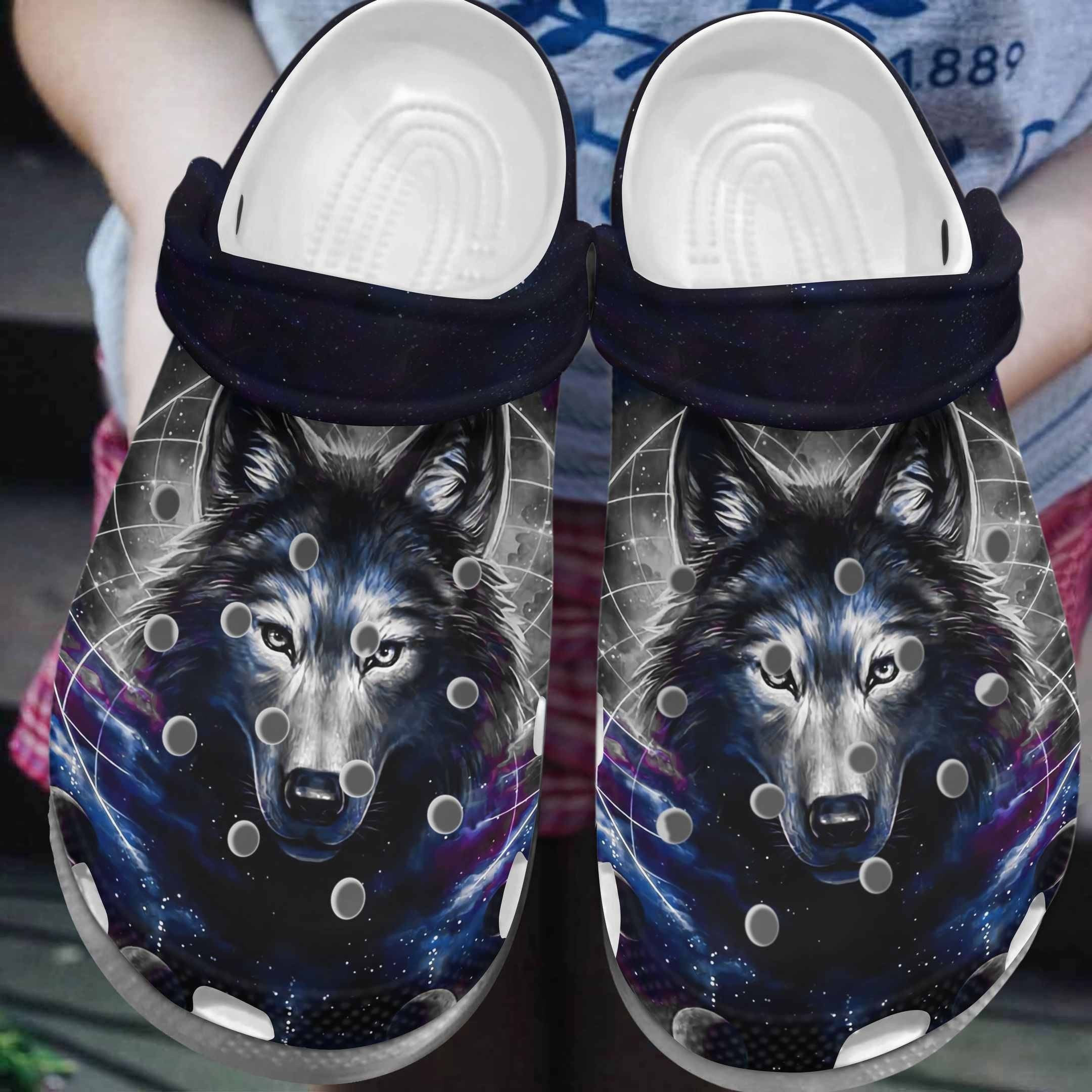 Footwearmerch Galaxy Wolf Shoes Crocbland Clogs Birthday Gifts For Male Female