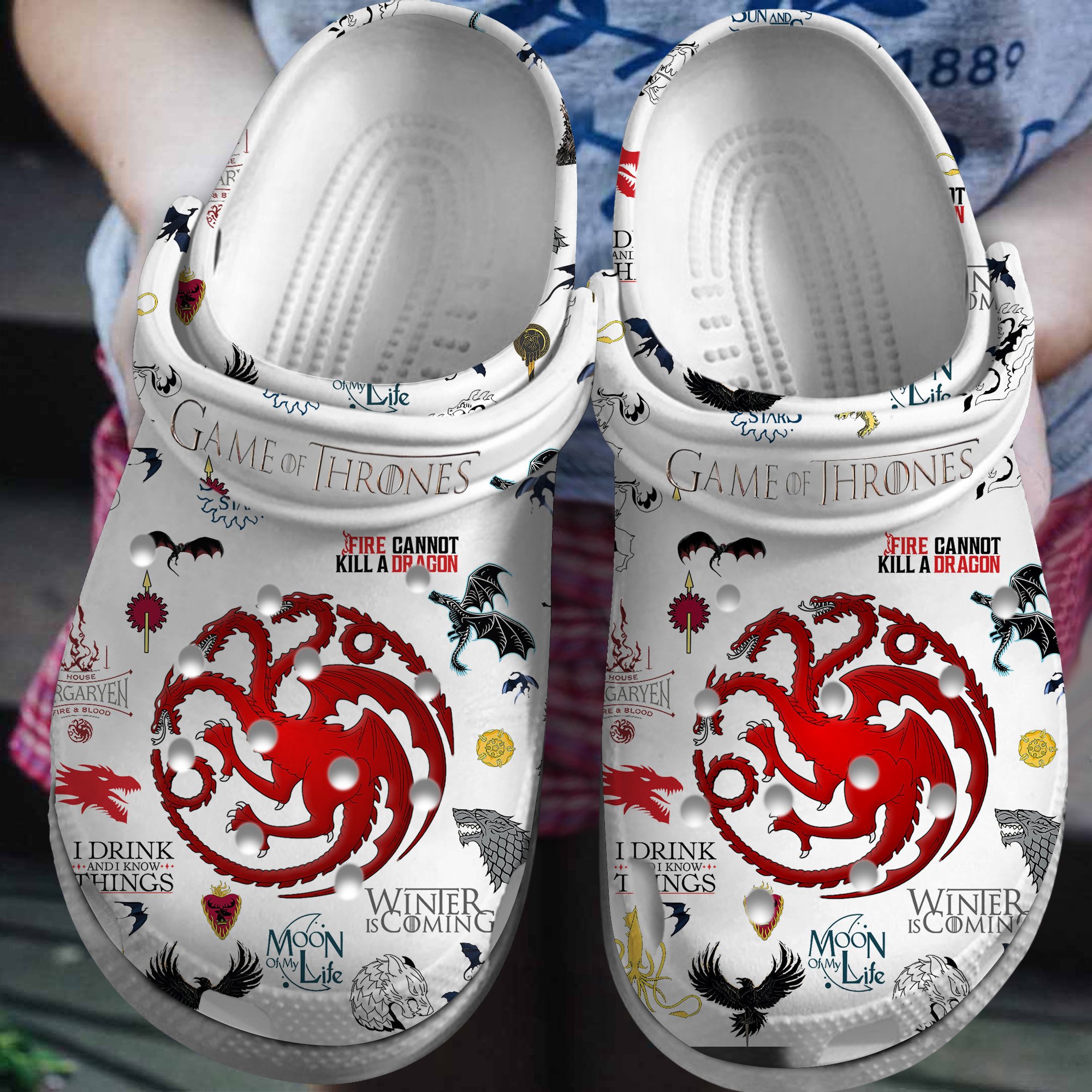 Footwearmerch Game Of Thrones Movie Crocs Crocband Clogs Shoes Comfortable For Men Women and Kids