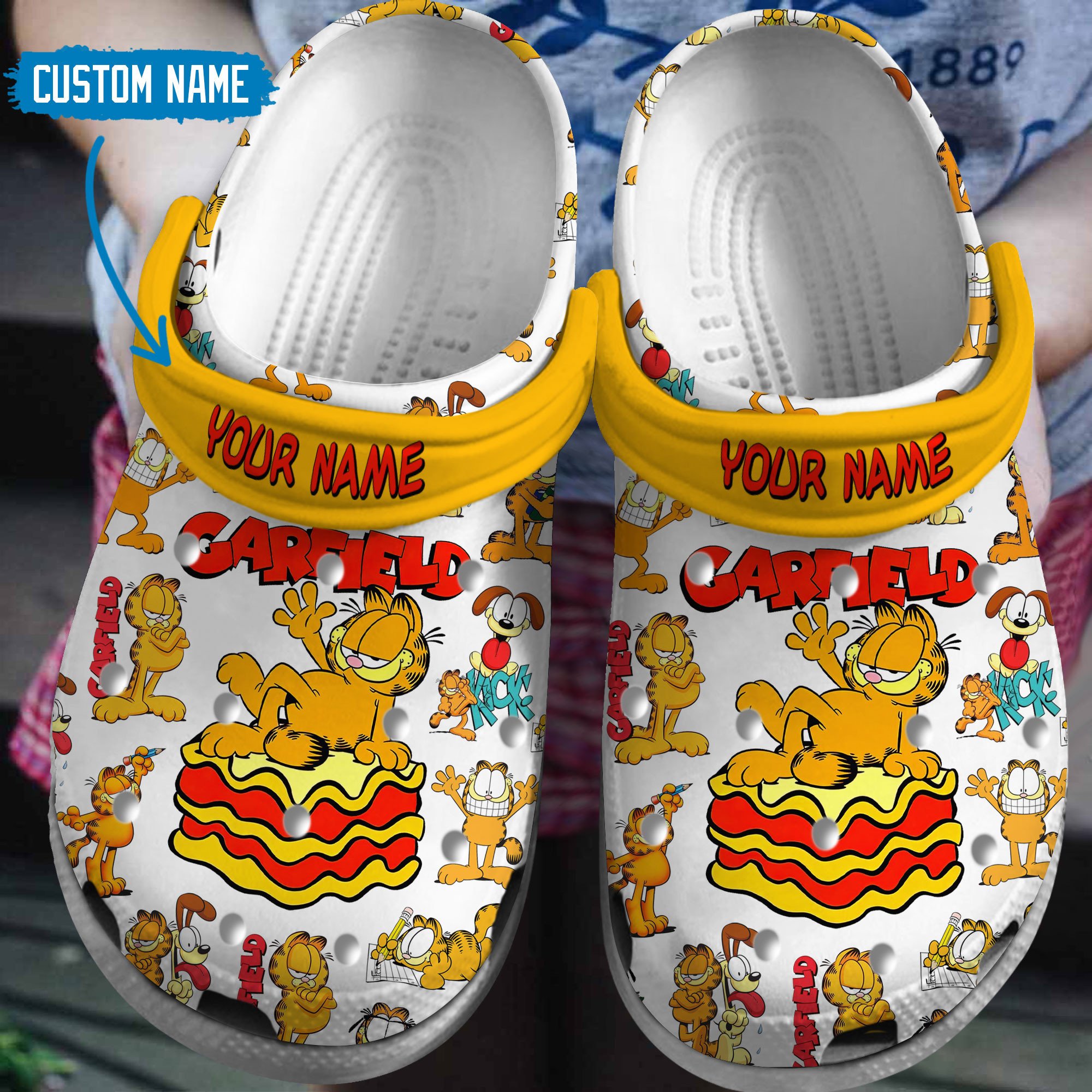 Footwearmerch Garfield Movie Crocs Crocband Clogs Shoes Comfortable For Men Women and Kids