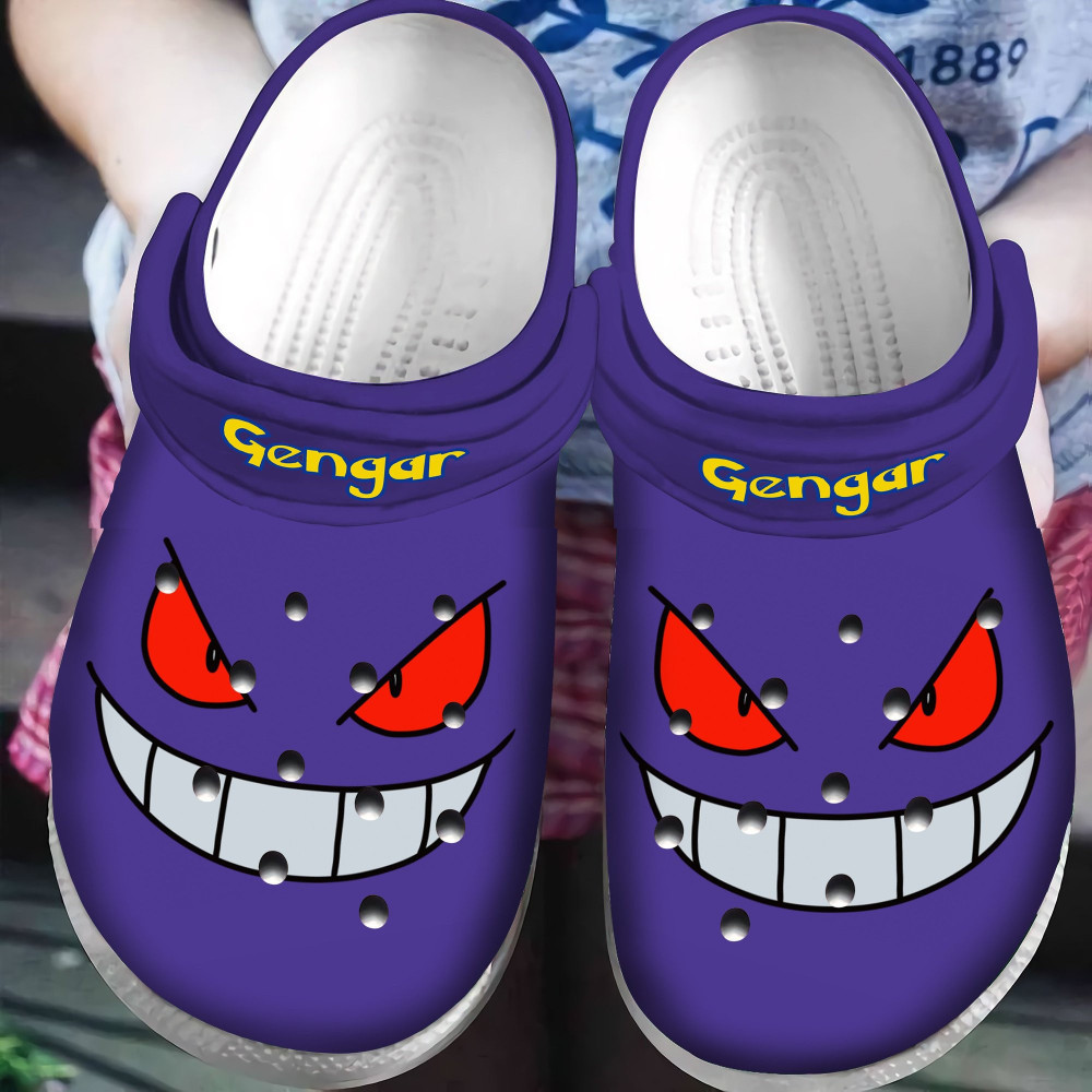 Footwearmerch Gengar Pokemon Purple Clogs Shoes